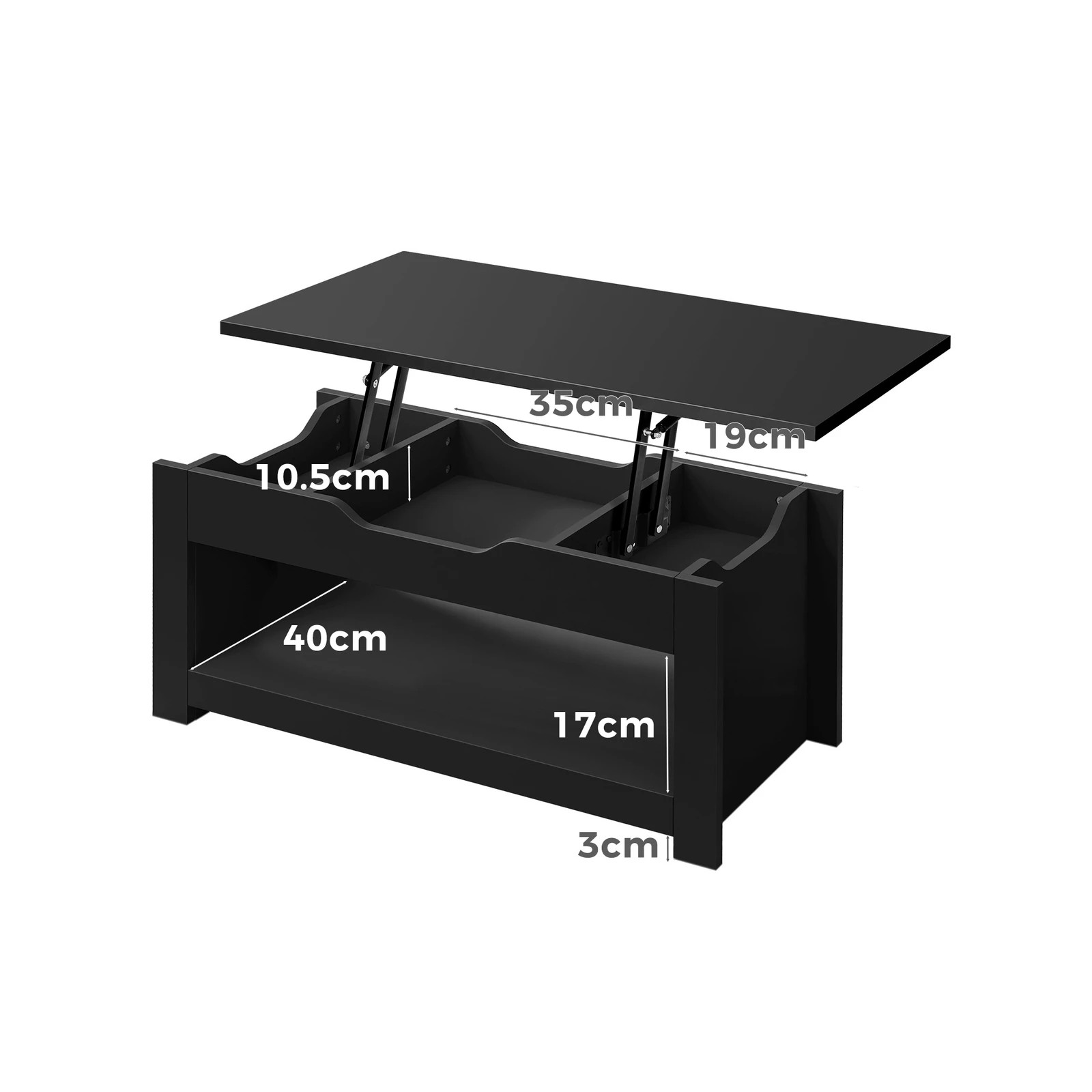 8 Alfordson Coffee Table Lift Up Top Laptop Desk Hidden Storage Shelf - Black, 8 of 10