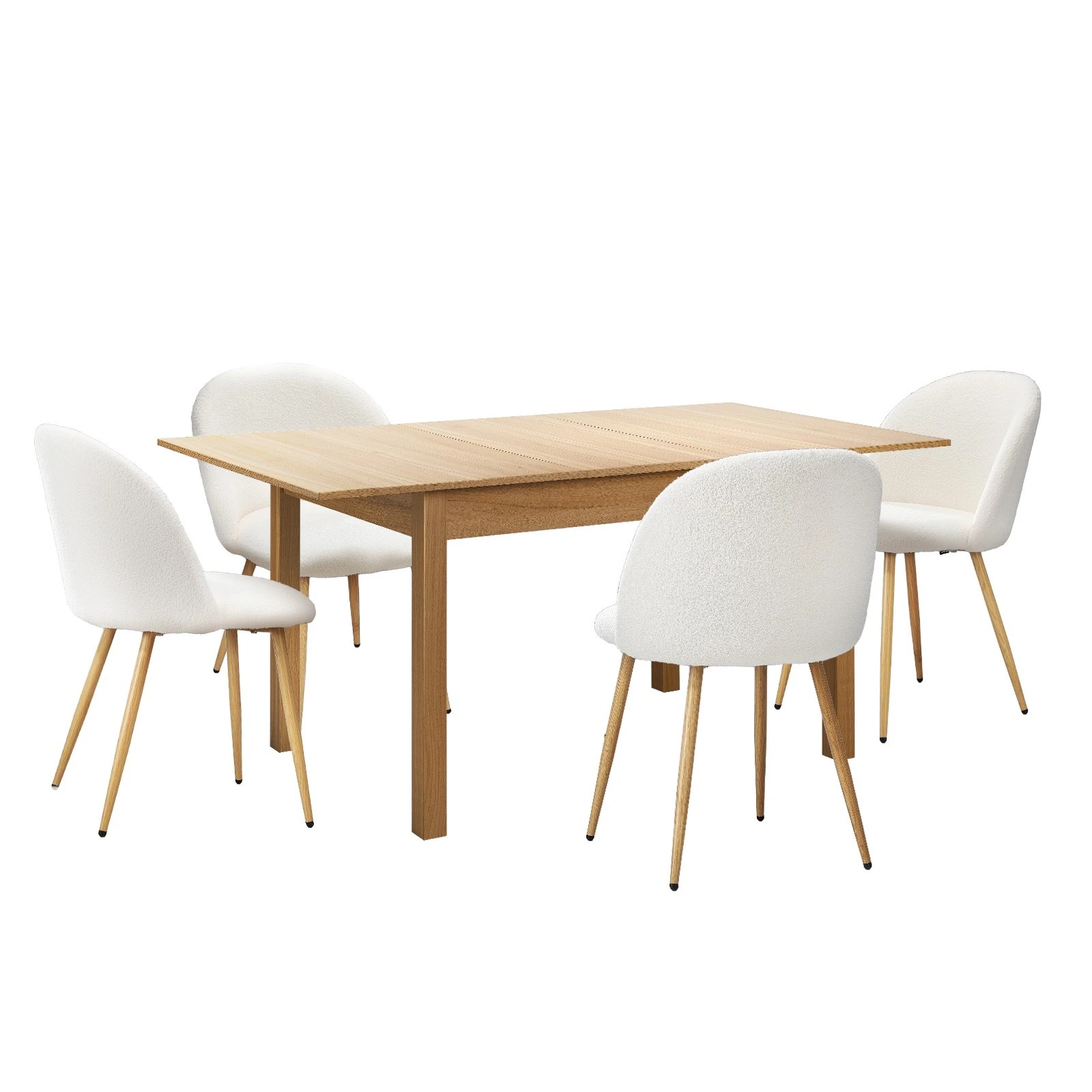 1 Oikiture 5pc Extendable Dining Table and Chairs Kitchen Dining Set - Natural, 1 of 9