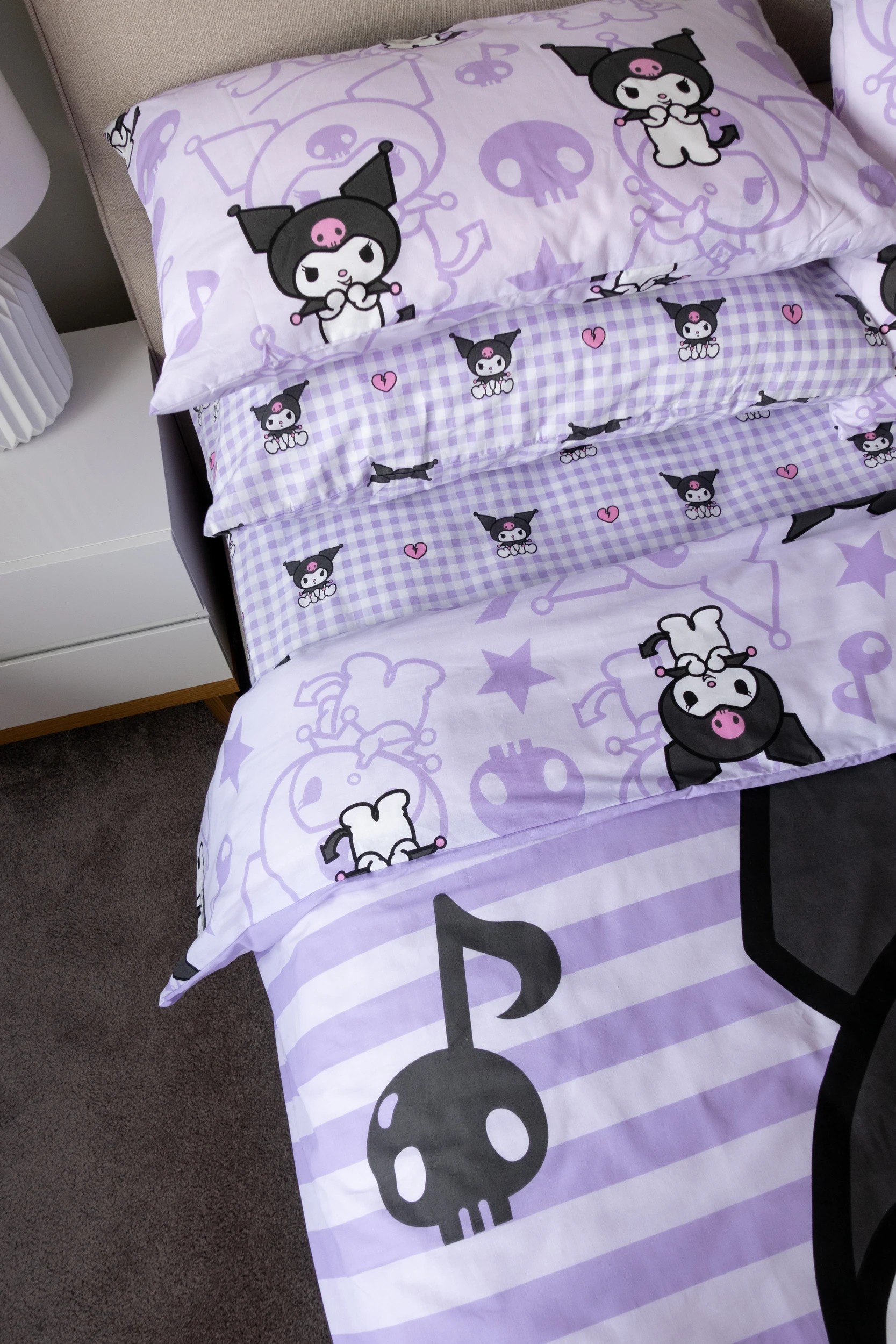 1 Hello Kitty Kuromi Kids Fitted Sheet Set - King Single Bed - Purple, 1 of 7