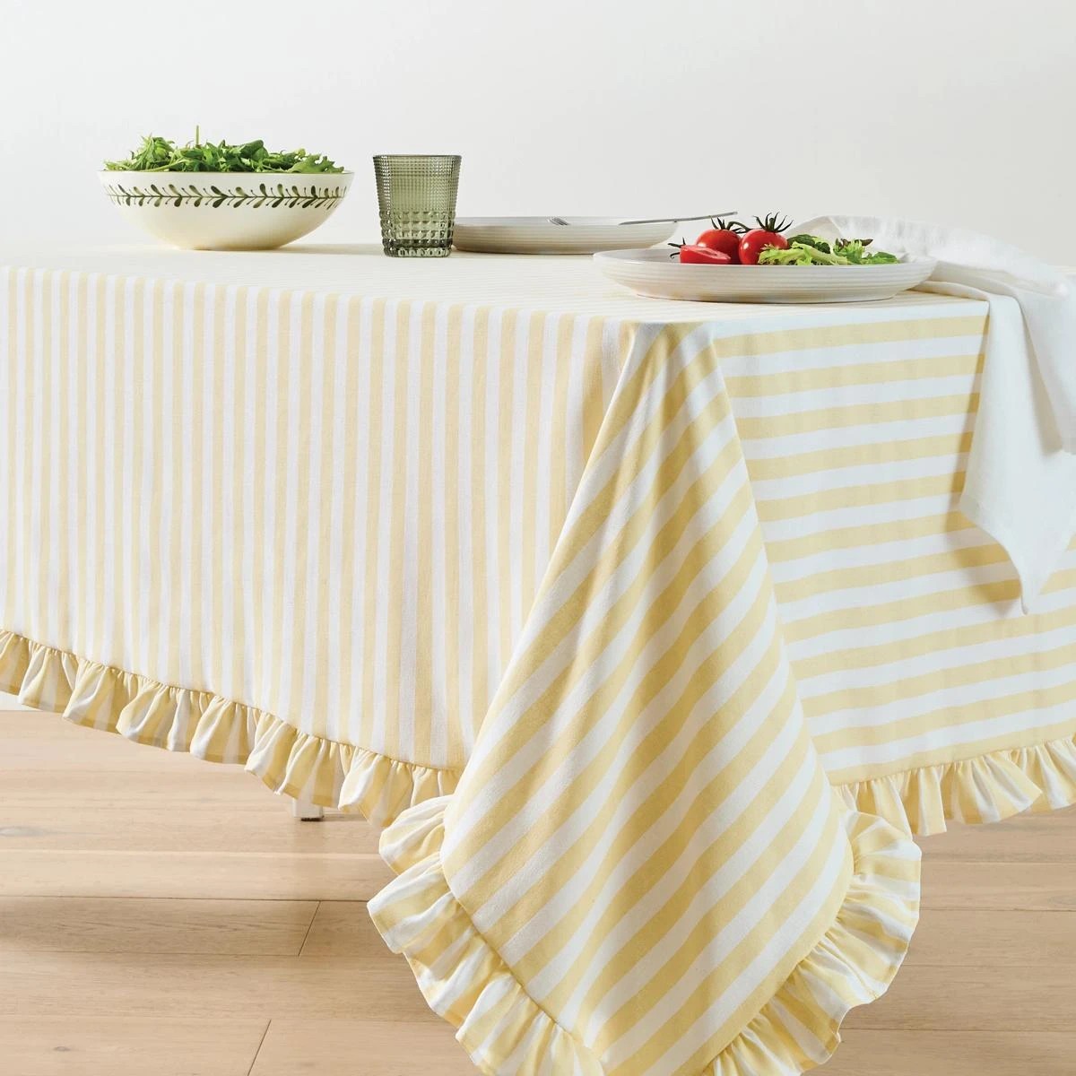 1 Extra Large Yellow Stripe Tablecloth, 1 of 6
