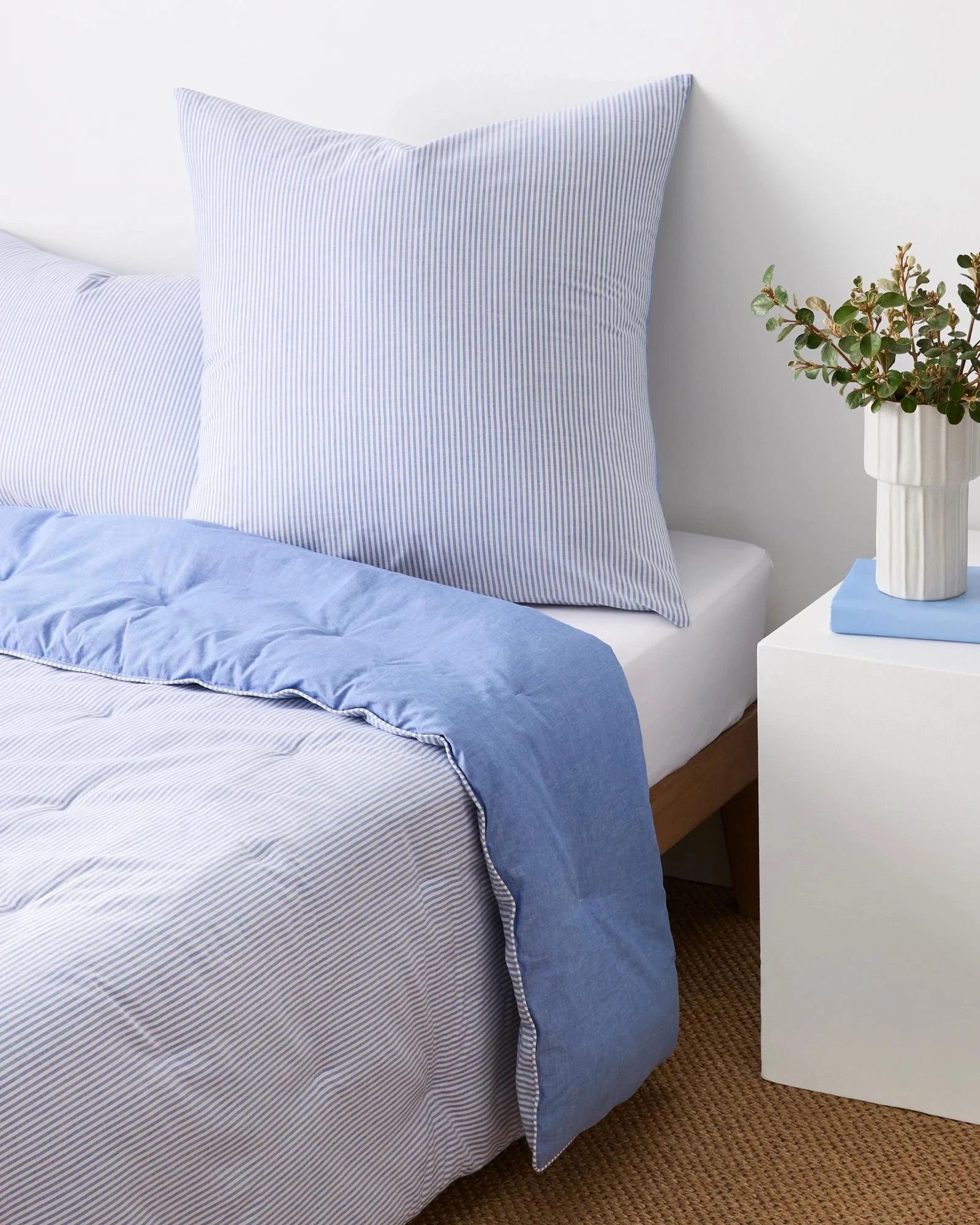 1 Target Hampton Stripe European Pillowcase - Queen Bed - Blue, 1 of 2