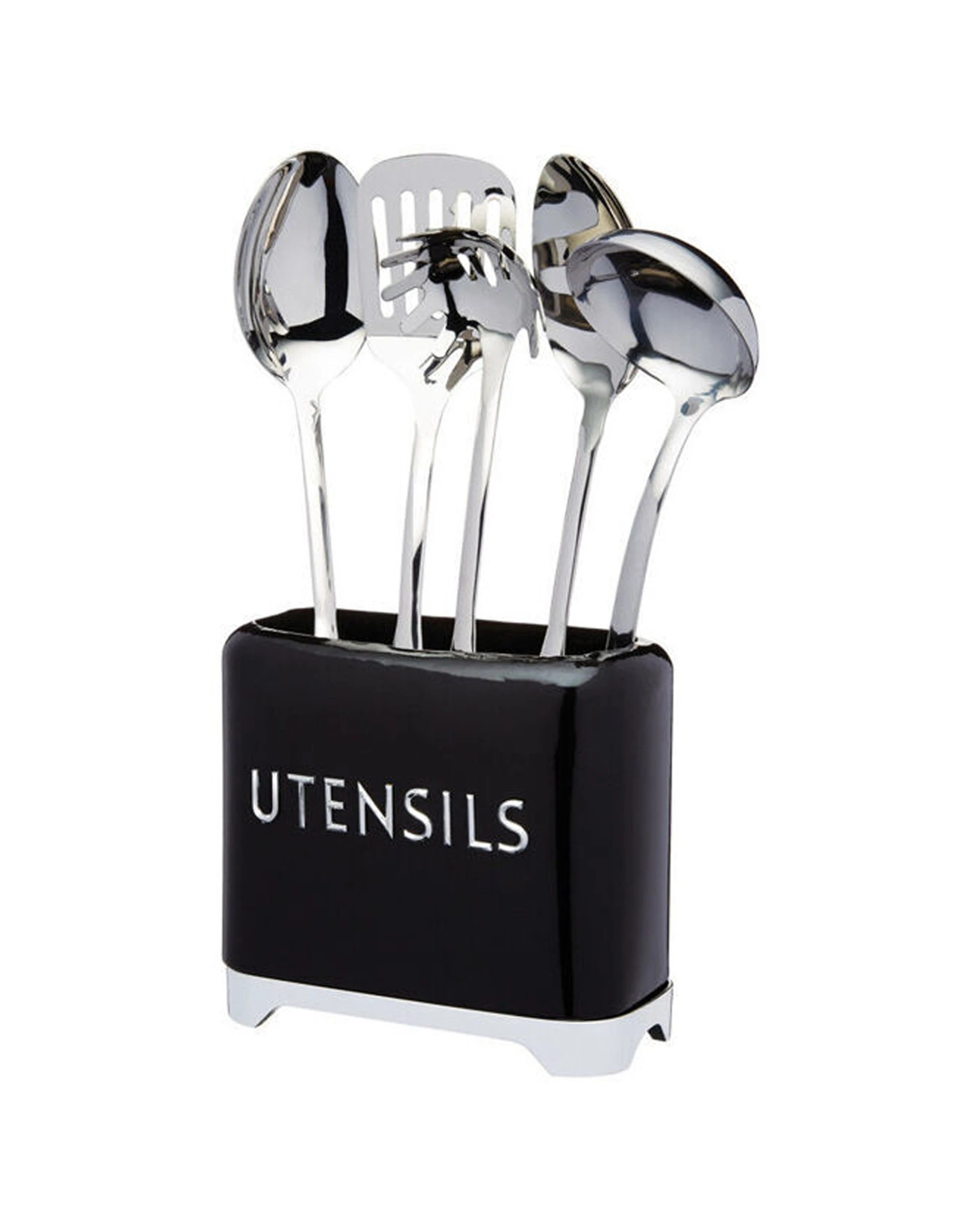 2 Kitchen Craft 2PK Lovello Carbon Steel Utensil Tin Holder Retro Style - Black, 2 of 6