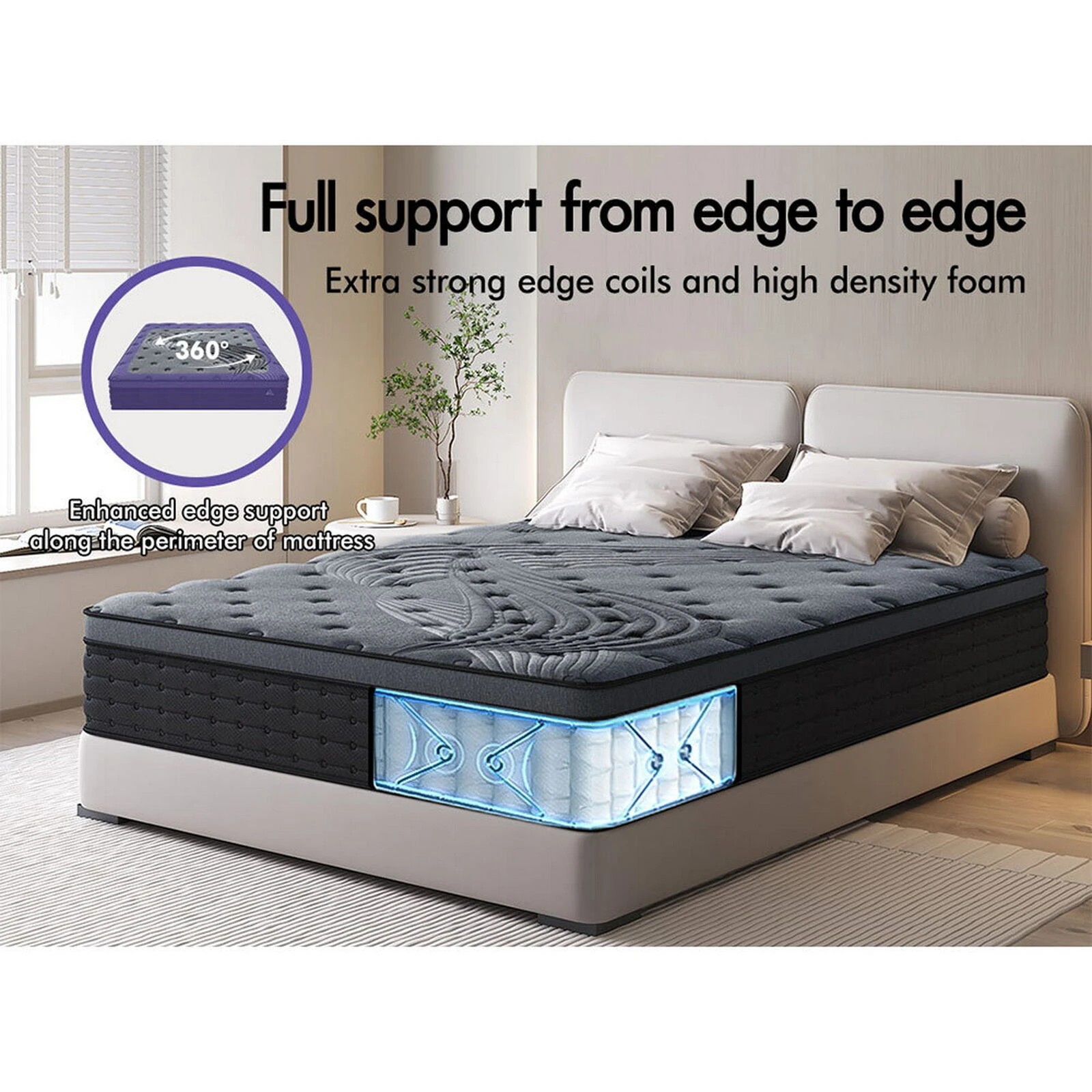 6 Starry Eucalypt Mattress Pocket Spring Latex Euro Top 34cm 5 zone - Single Bed, 6 of 10