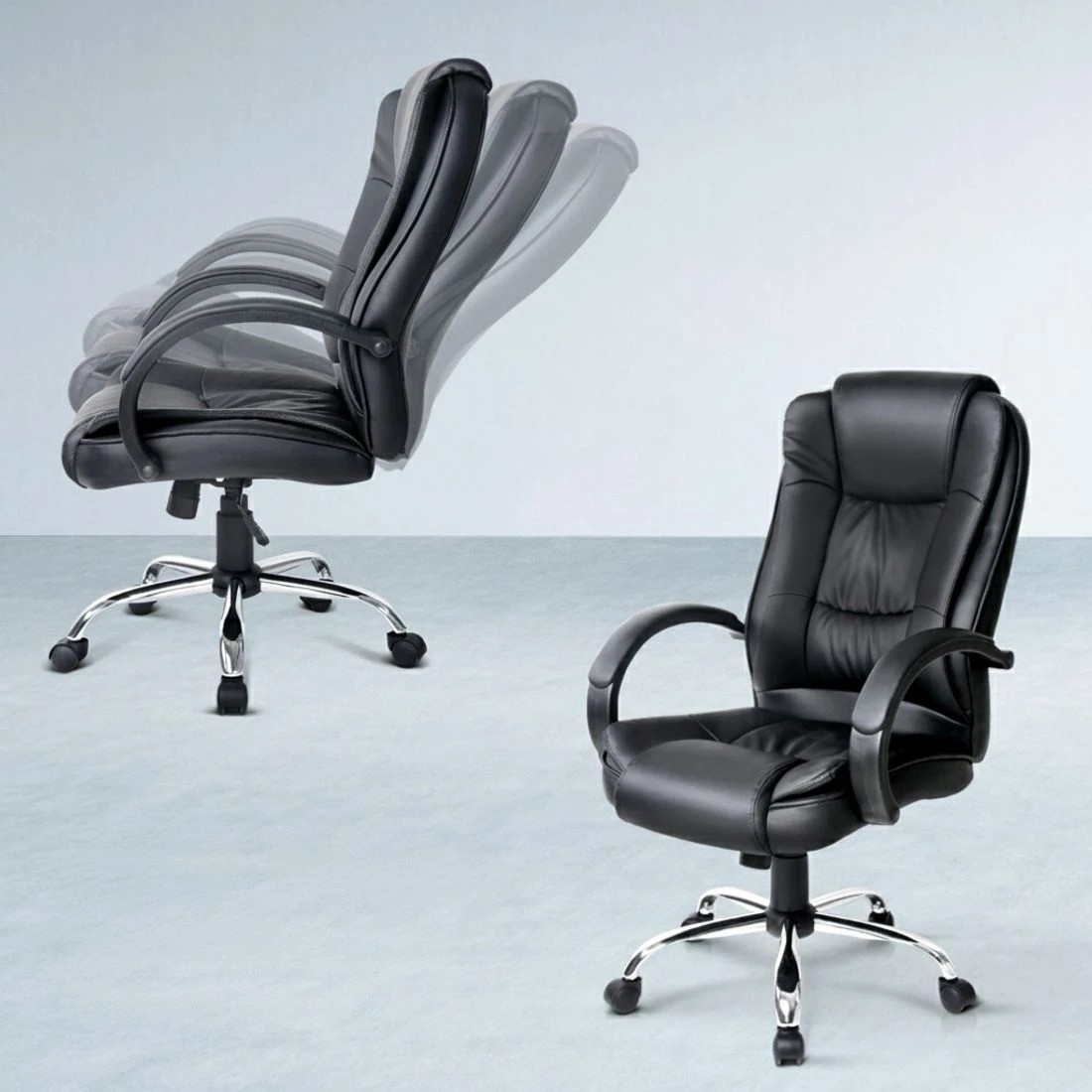 5 Artiss Computer Desk 120cm Executive Office Chair Set PU Leather High Back - Black, 5 of 6