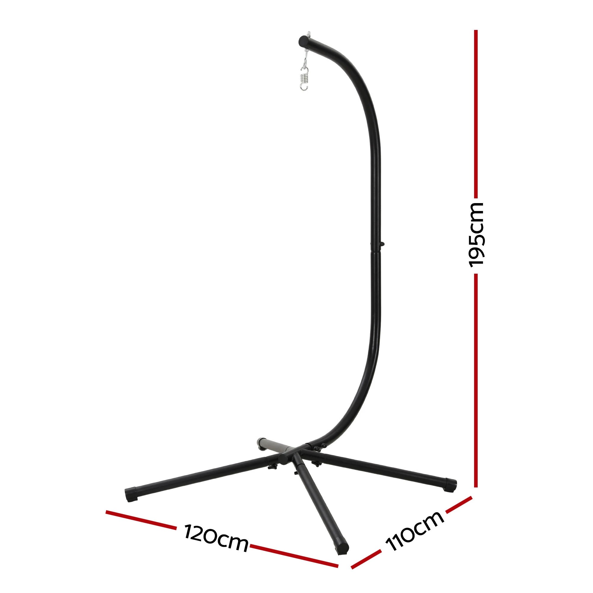 2 Gardeon Hammock Stand 120cmx195cm Metal Frame for Hanging Hammock Chairs Outdoor Furniture 150kg Capacity - Black, 2 of 8
