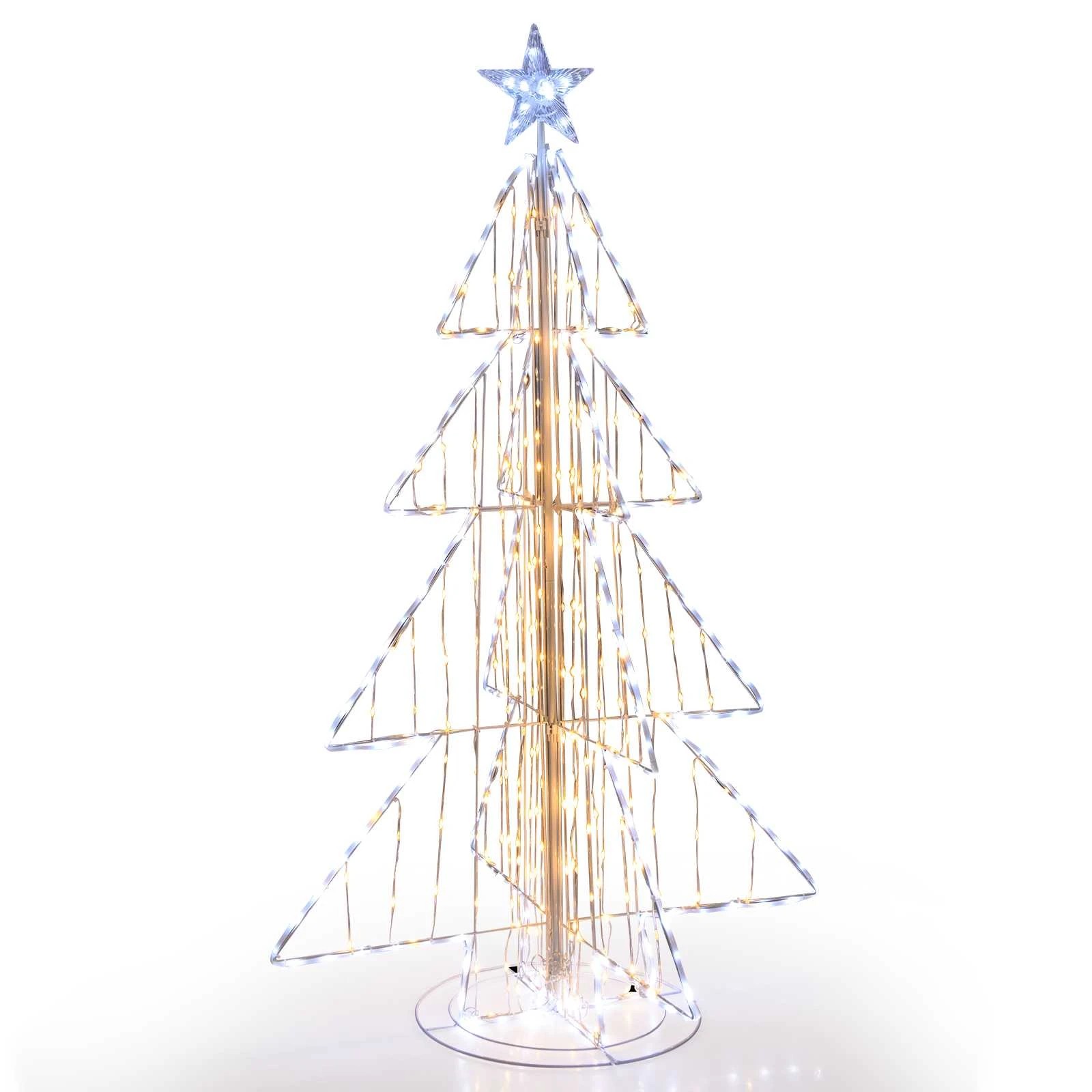 1 Costway Foldable Xmas Tree Metal Frame 454 Fairy LED Lights Pre-Lit Christmas Decoration, 1 of 3