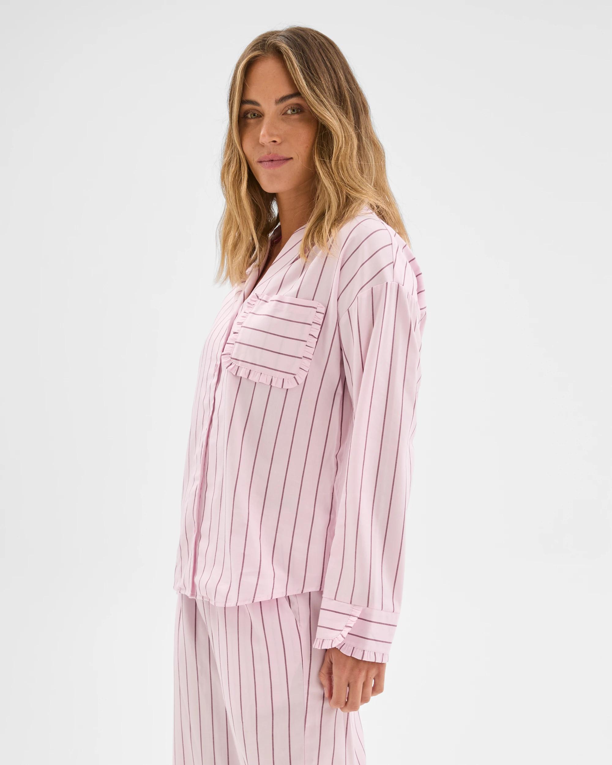 3 Target Woman Long Sleeve Top and Pants Pyjama Set PINK STRIPE, 3 of 7