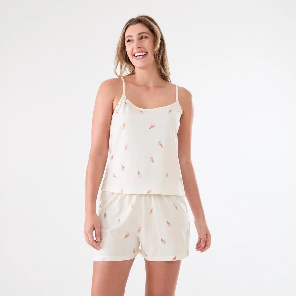 1 Cami and Shorts Pyjama Set ICECREAMS WHISPER WHITE, 1 of 6