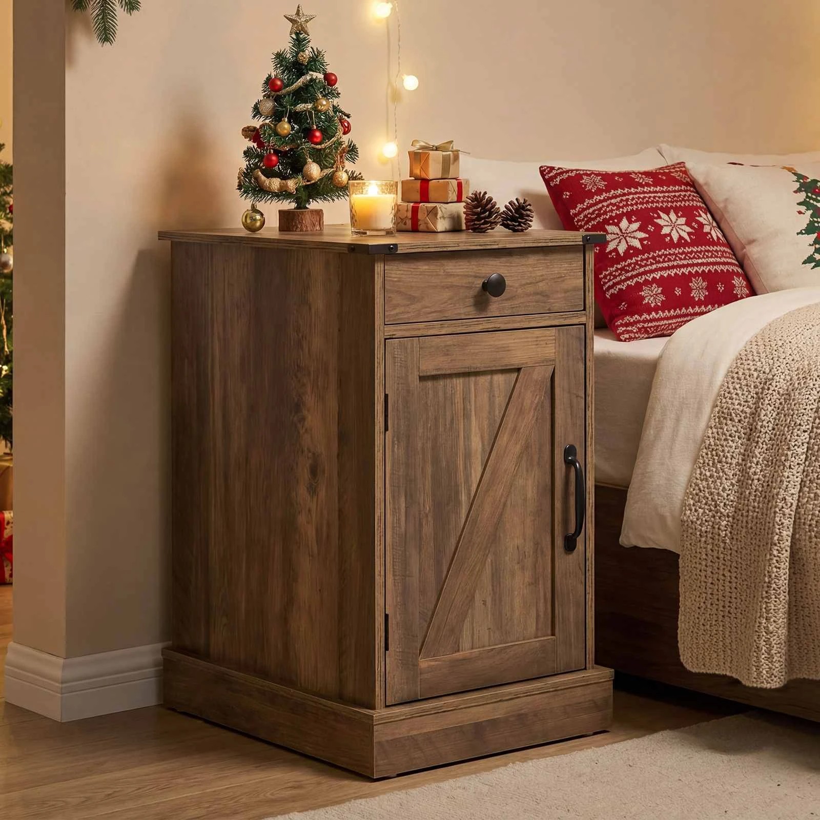 4 Costway Sofa Bedside Table w/Power Outlets & Drawer Storage Cabinet Nightstand, 4 of 4