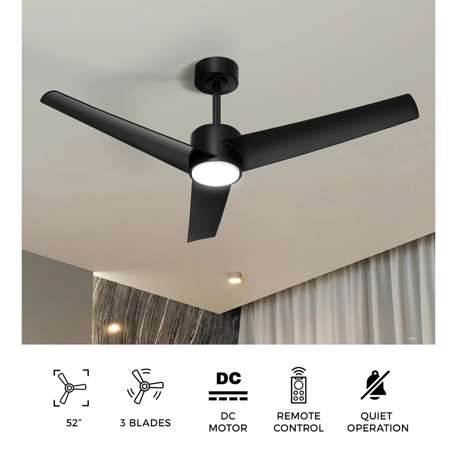 4 Vevare 132cm DC Ceiling Fan with LED Light 5 Speed, 4 of 10