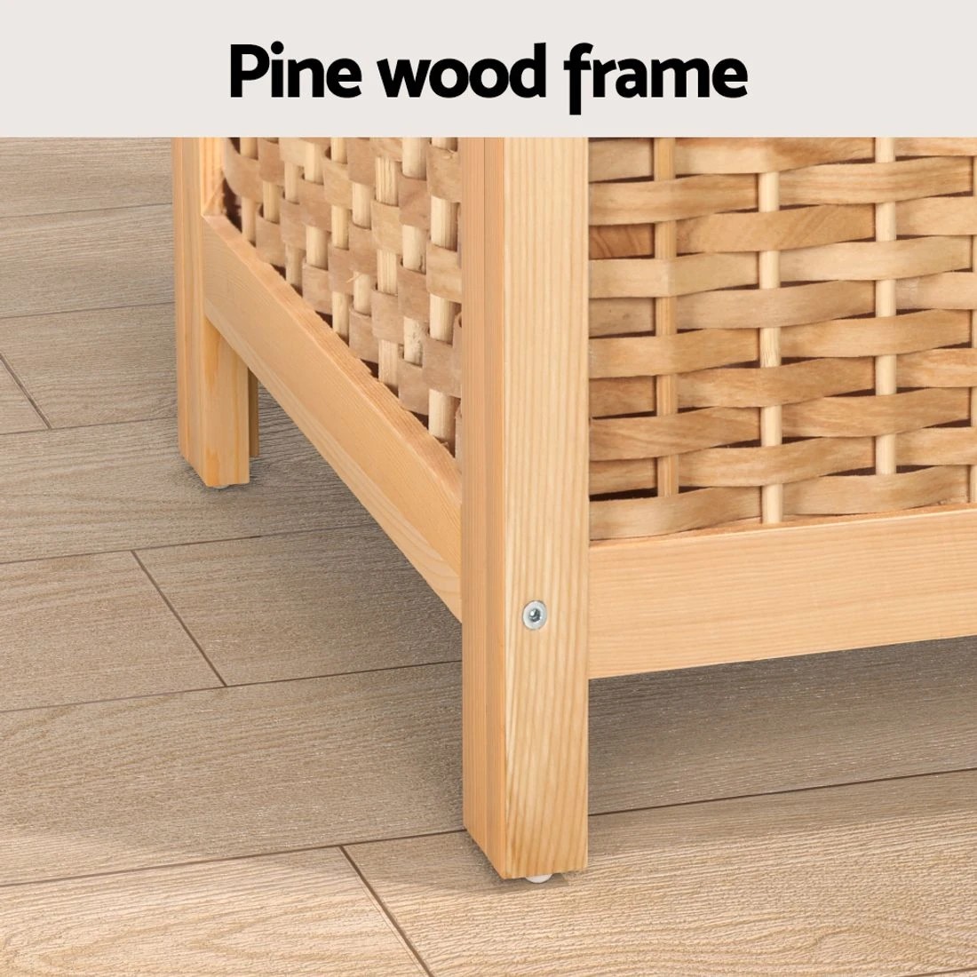 6 Artiss Laundry Hamper Wooden Bathroom Storage Cabinet - Natural, 6 of 6