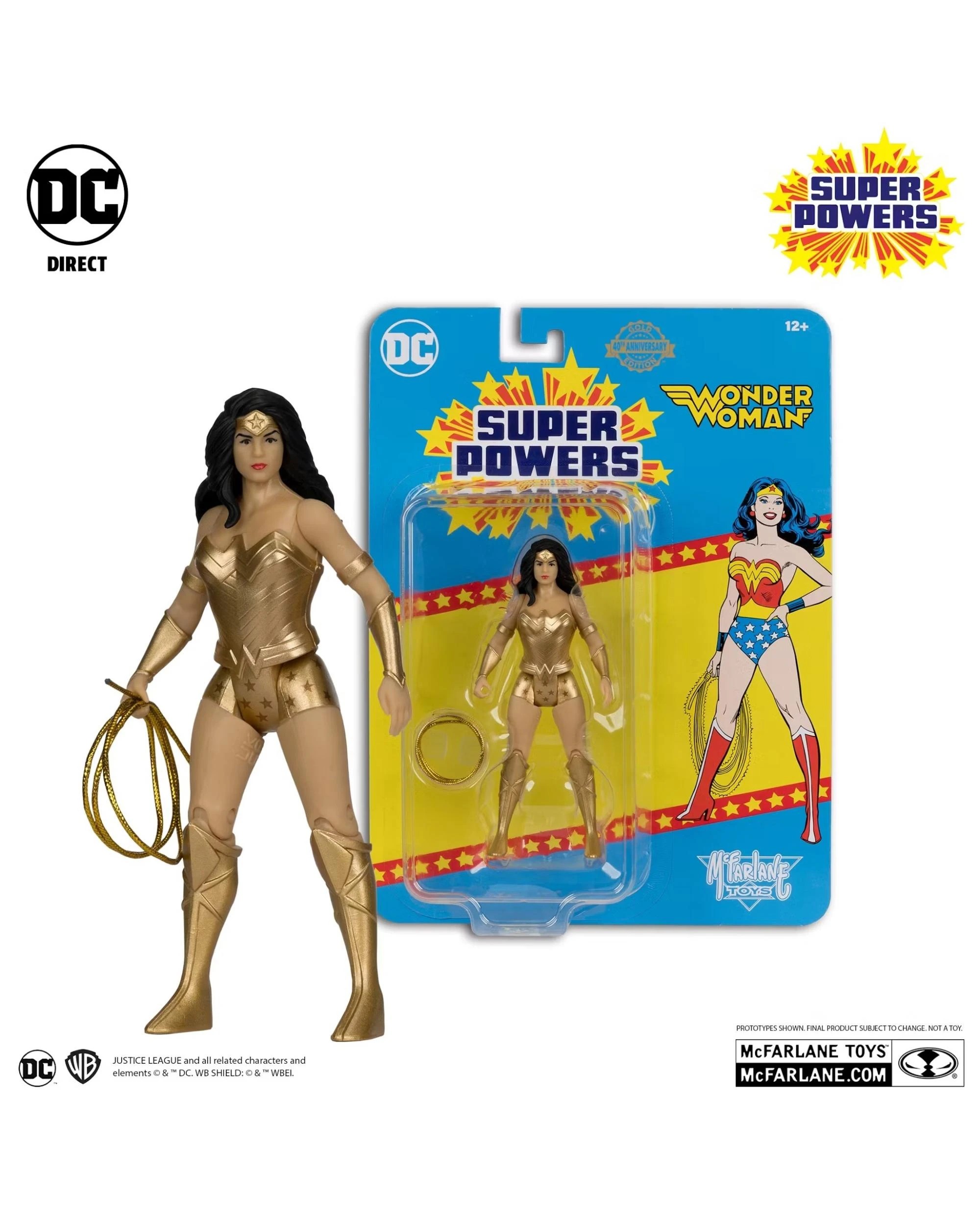 3 McFarlane DC Super Powers 40th Anniversary Gold Edition Wonder Woman Figure, 3 of 4
