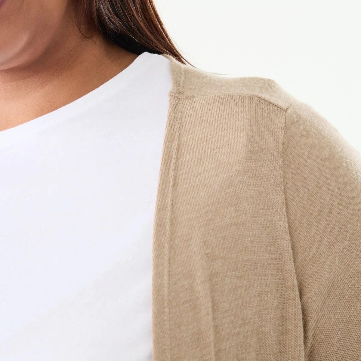 5 Curve Longline Pocket Cardigan Sandstone, 5 of 6