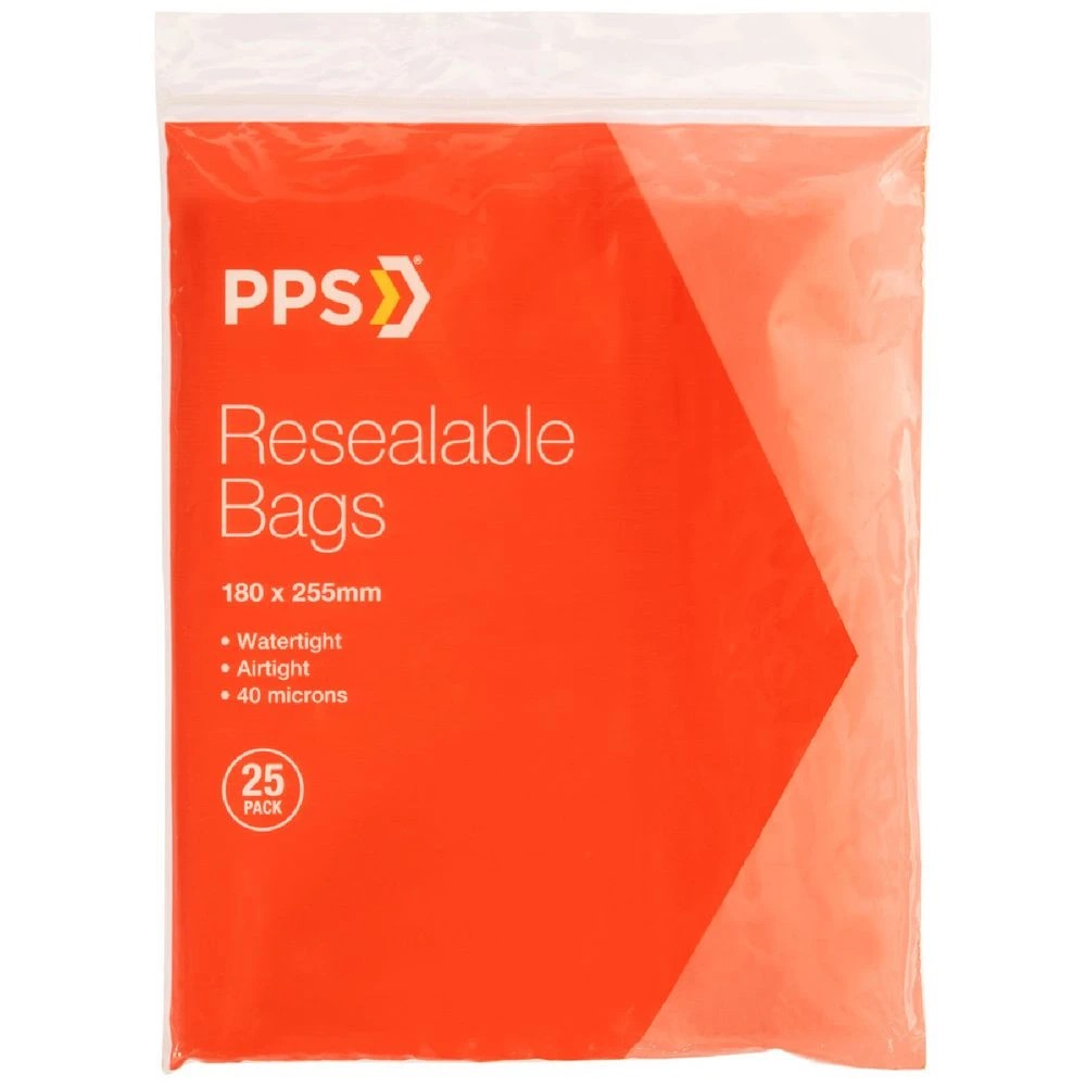 1 PPS 180 x 255mm Resealable Bags 25 Pack, 1 of 3