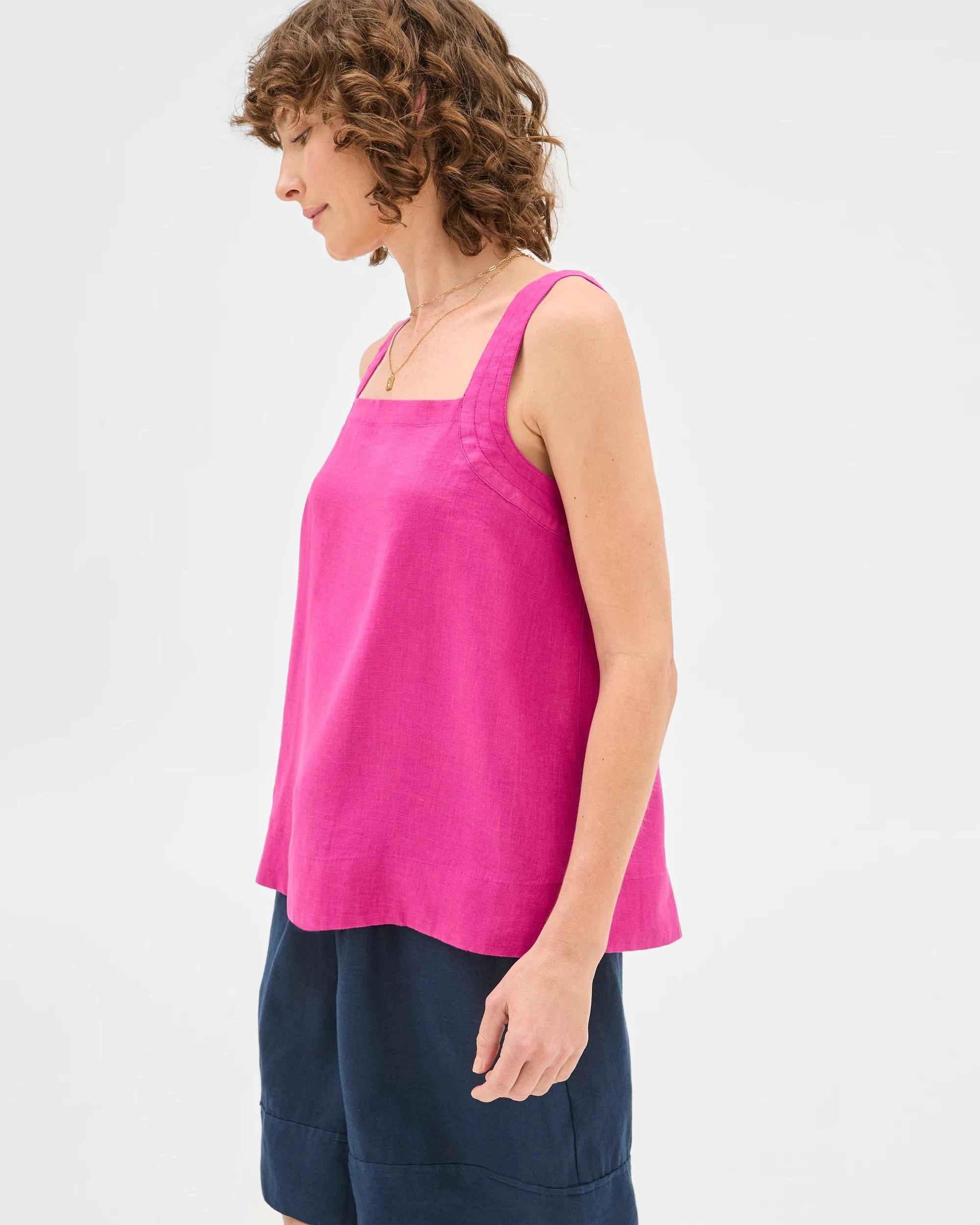 4 Target European Linen Stitch Detail Cami MAGENTA, 4 of 6