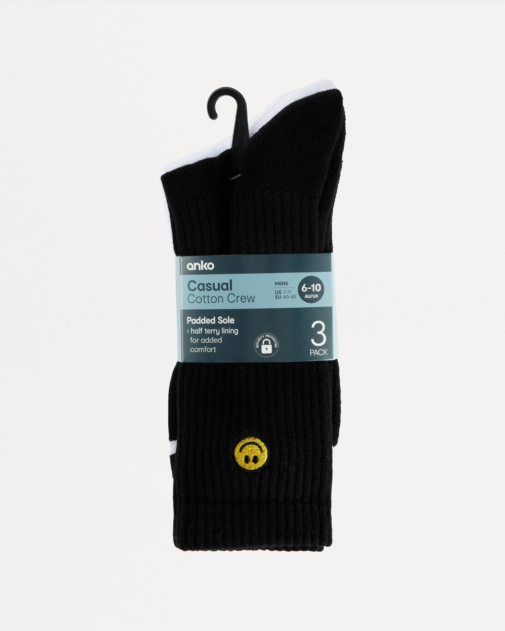 3 3 Pack Ribbed Crew Embroidered Socks Multi Face, 3 of 3