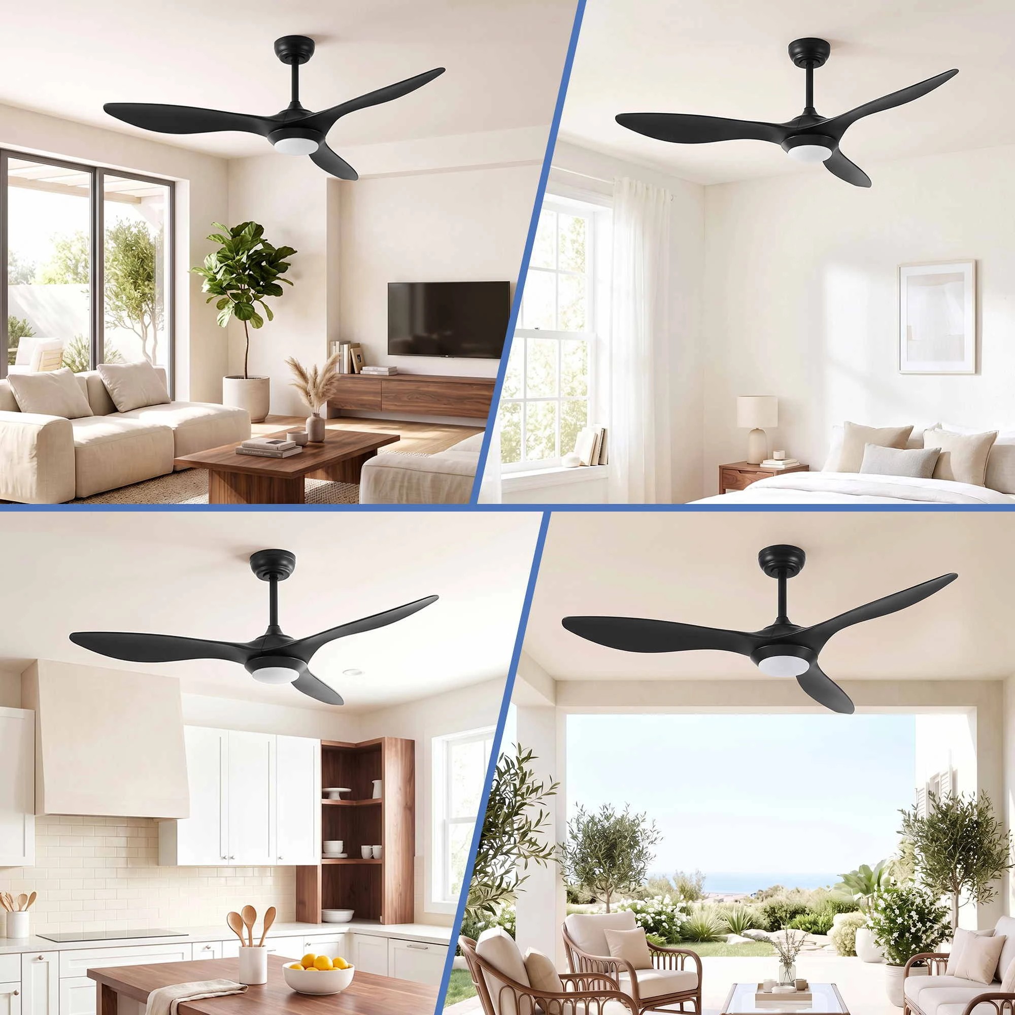 8 Devanti 52'' Ceiling Fan DC Motor w/Light w/Remote - Black, 8 of 9
