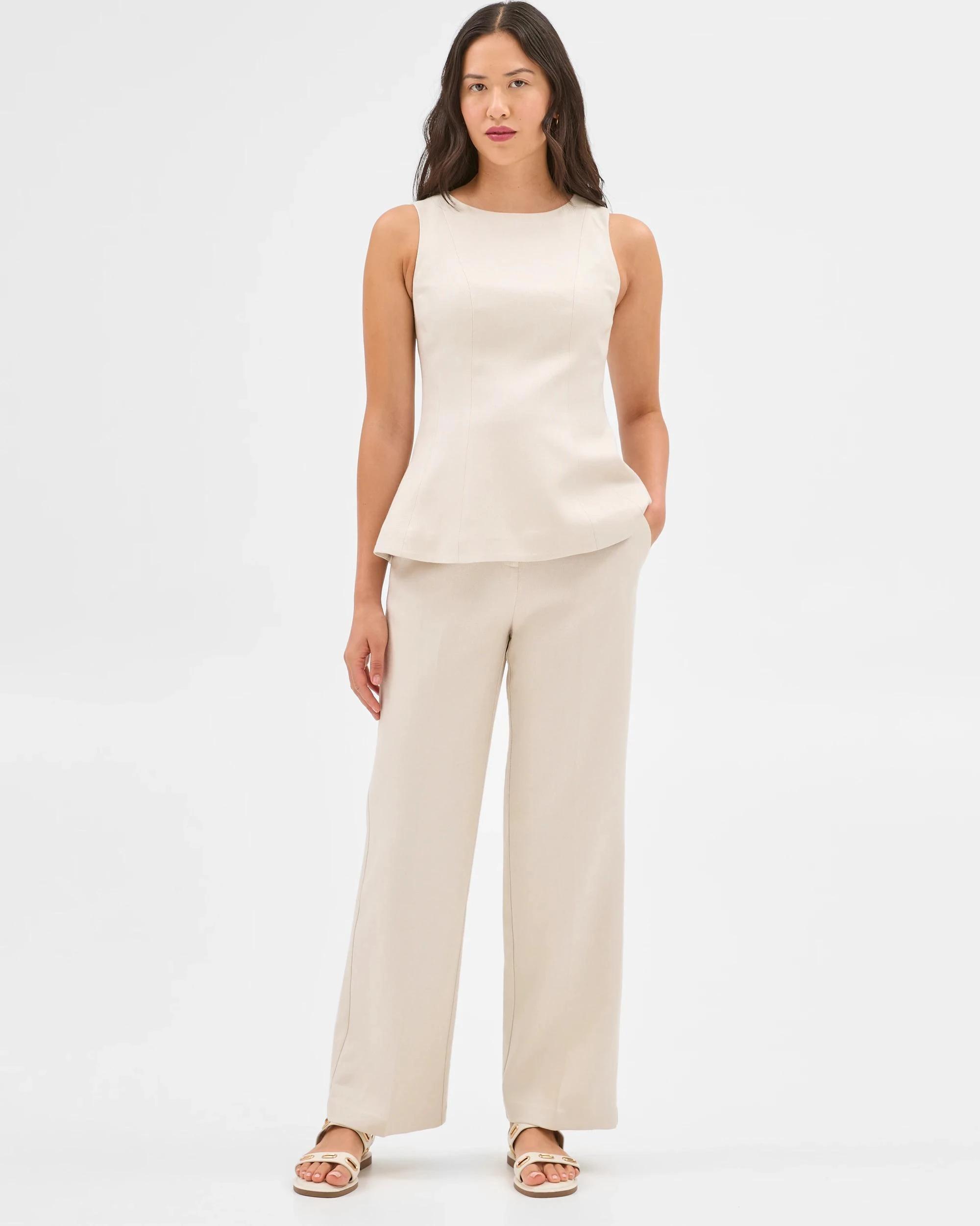 2 Textured Straight Leg Pants - Preview CREAM, 2 of 6