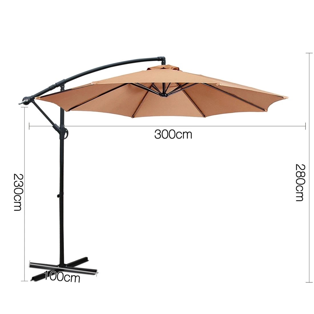 2 Instahut 3m Outdoor Umbrella Cantilever Beach Garden Patio - White, 2 of 5