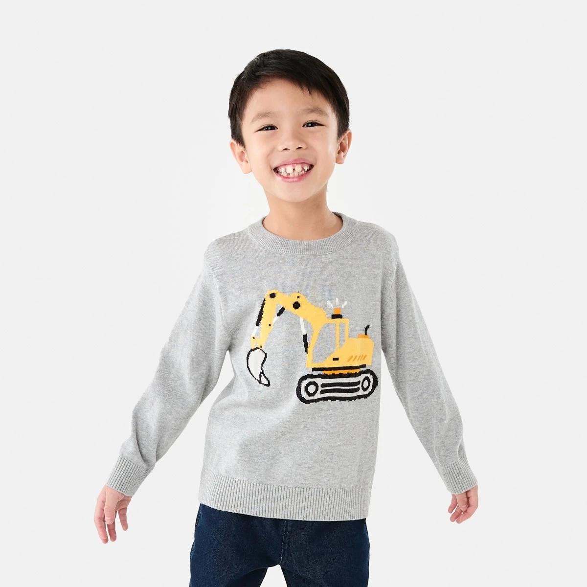 1 Jacquard Crew Neck Top Gry Digger, 1 of 9