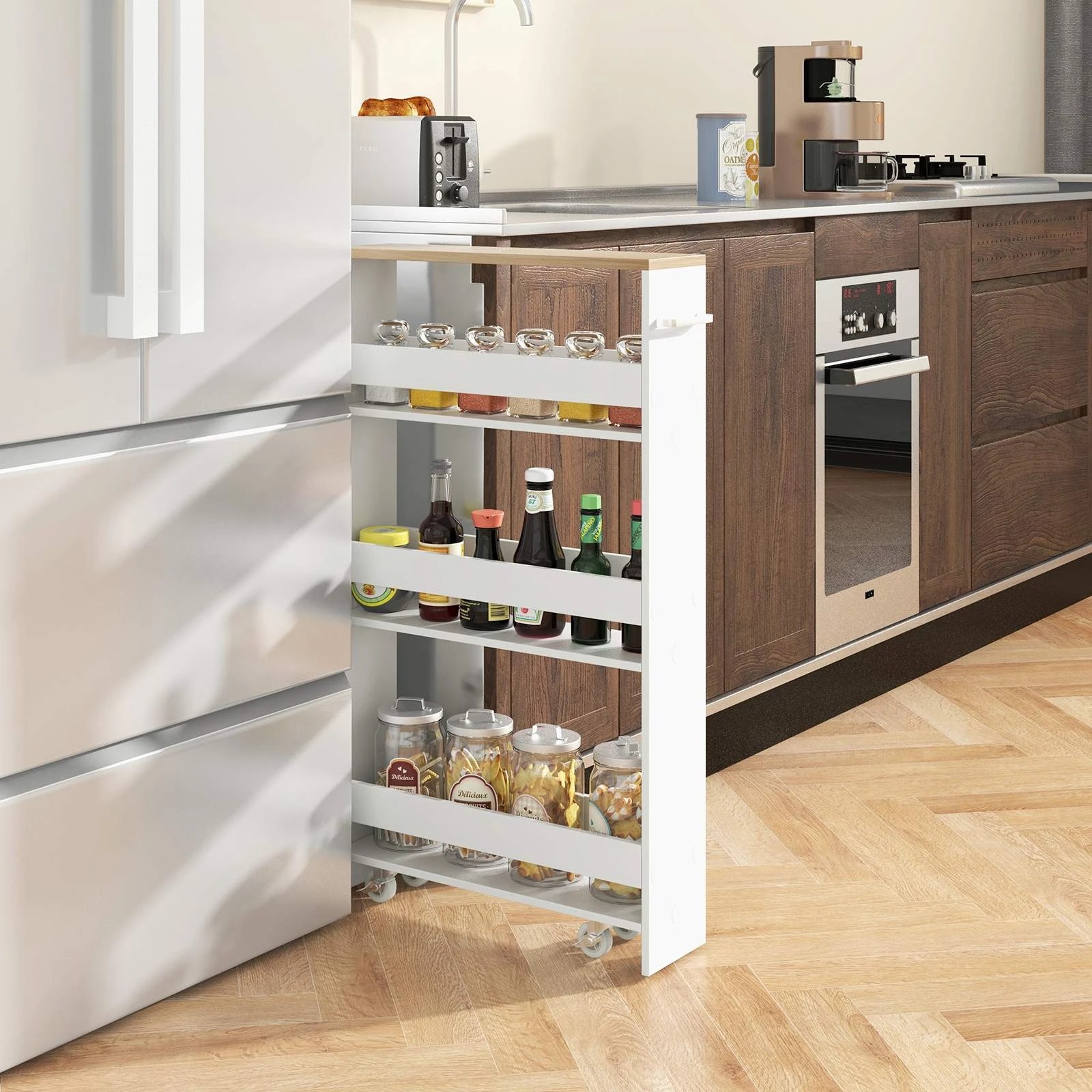 3 Costway 4-Tier Slim Storage Cart White, 3 of 5