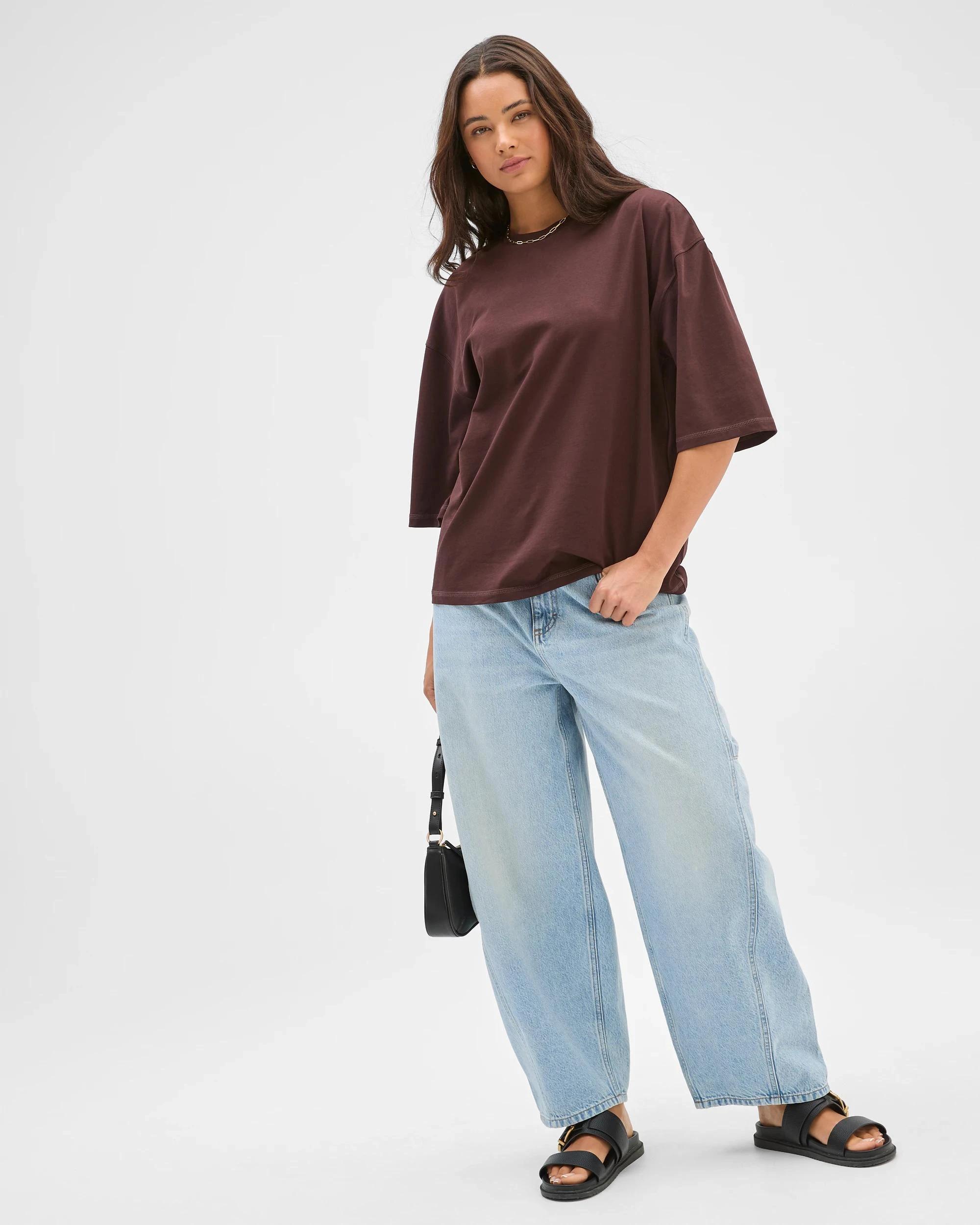 2 Lily Loves Oversized Australian Cotton T-Shirt CHOCOLATE BROWN, 2 of 6