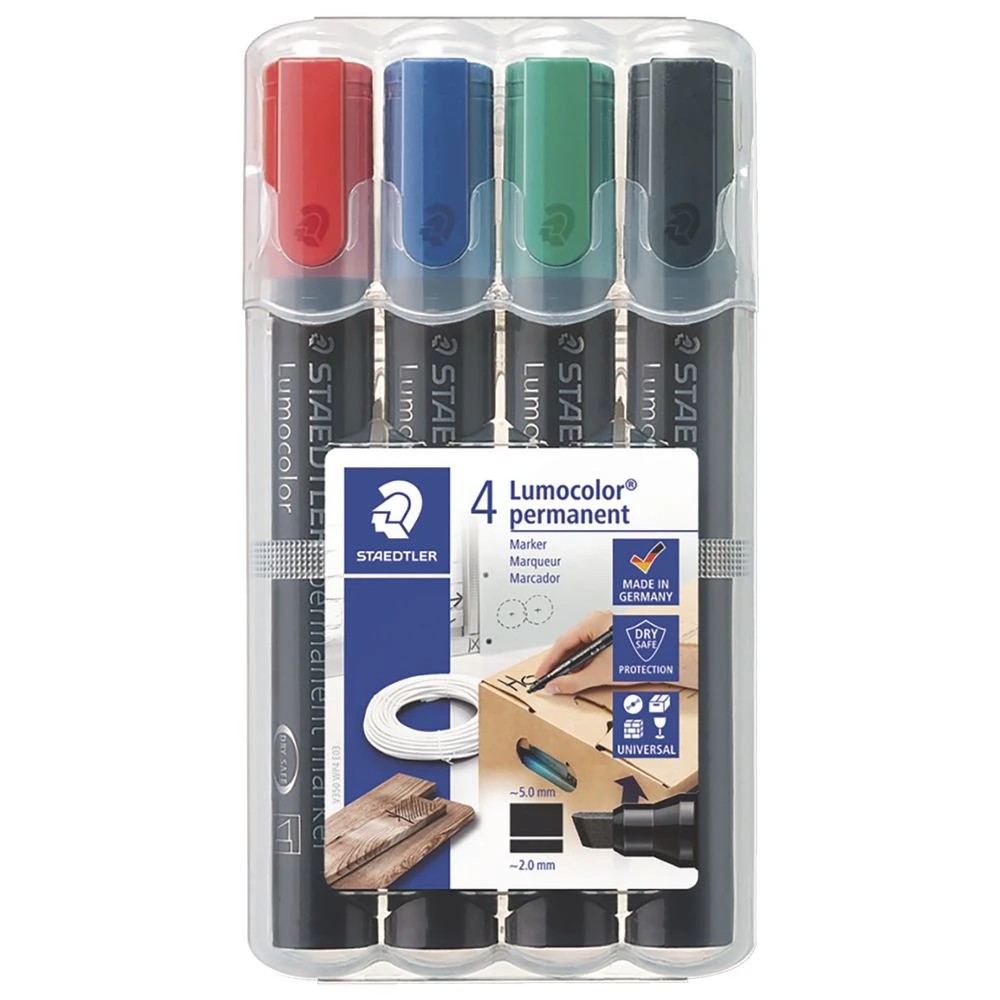 1 Staedtler Lumocolor 350 Permanent Marker Assorted 4 Pack, 1 of 6