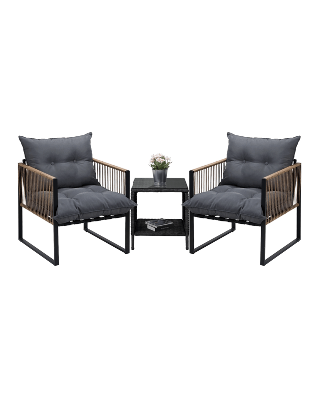 Livsip 2 Seater Outdoor Patio Set Rattan Table Garden Lounge Setting Furniture
 - M