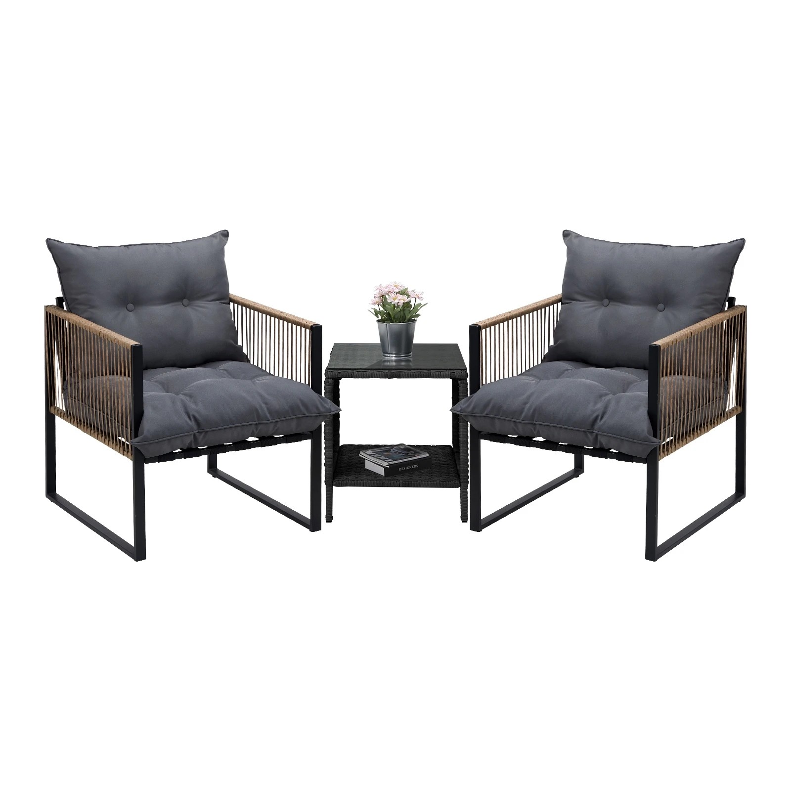 1 Livsip 2 Seater Outdoor Patio Set Rattan Table Garden Lounge Setting Furniture
 - Multi, 1 of 10