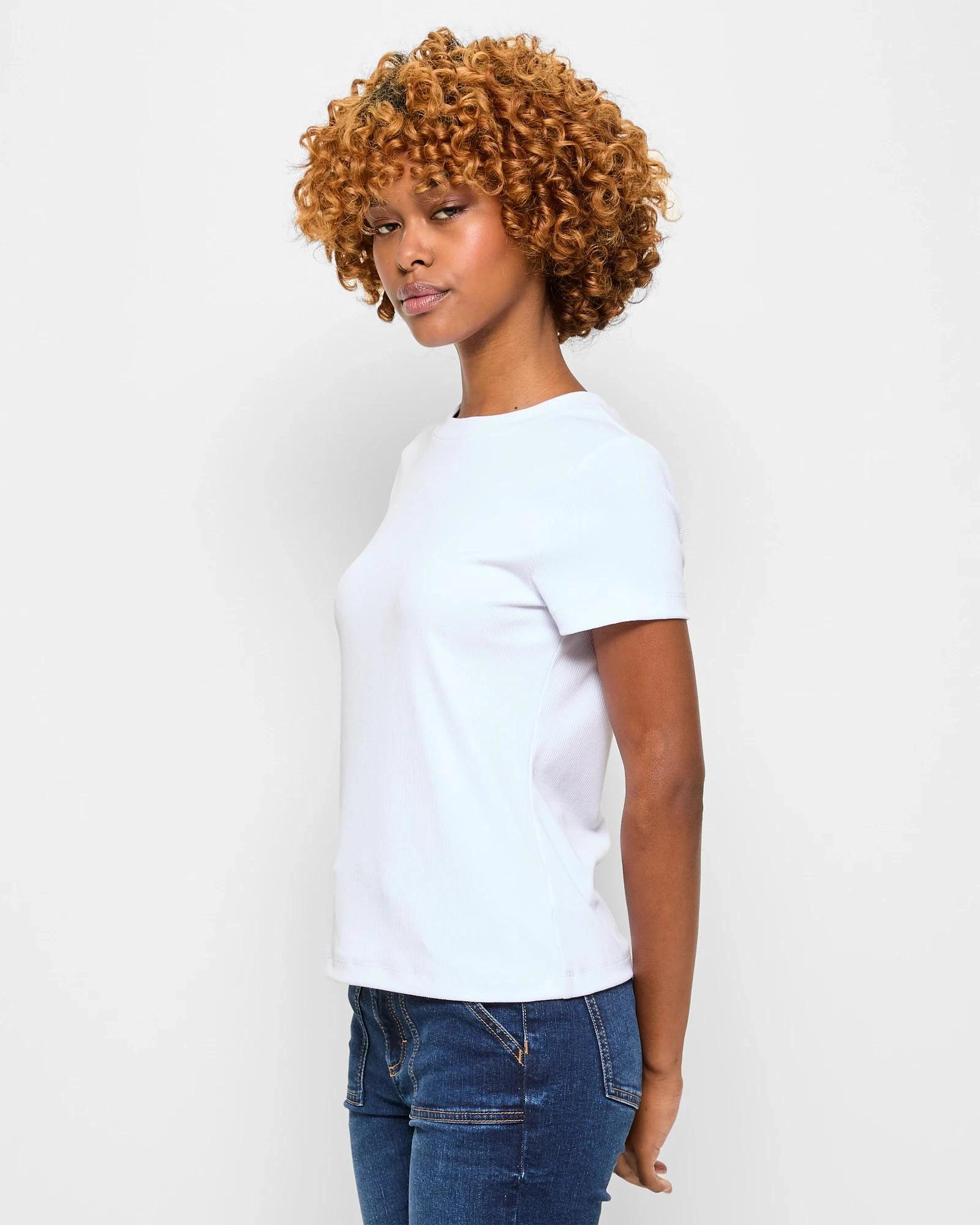 2 Target Petites Crew Neck Ribbed T-Shirt WHITE, 2 of 6