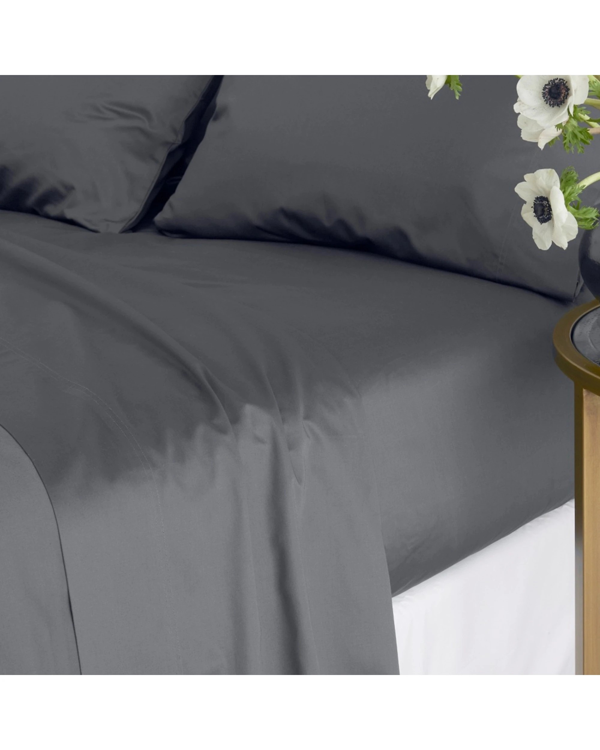 2 Bedding co Sheet Set 1200TC Egyptian Cotton - Single Bed - Charcoal, 2 of 4