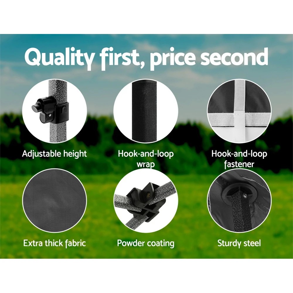 6 Instahut Gazebo 3x3 Pop Up Marquee Folding Tent Wedding Gazebos Camping Outdoor Shade Canopy - Black, 6 of 8