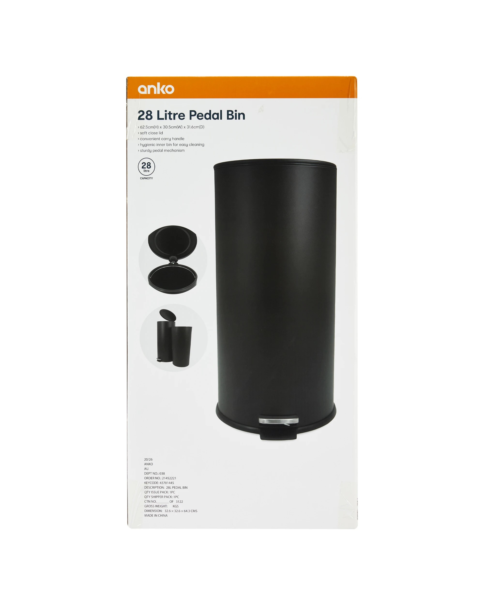 8 28L Pedal Bin - Black, 8 of 8