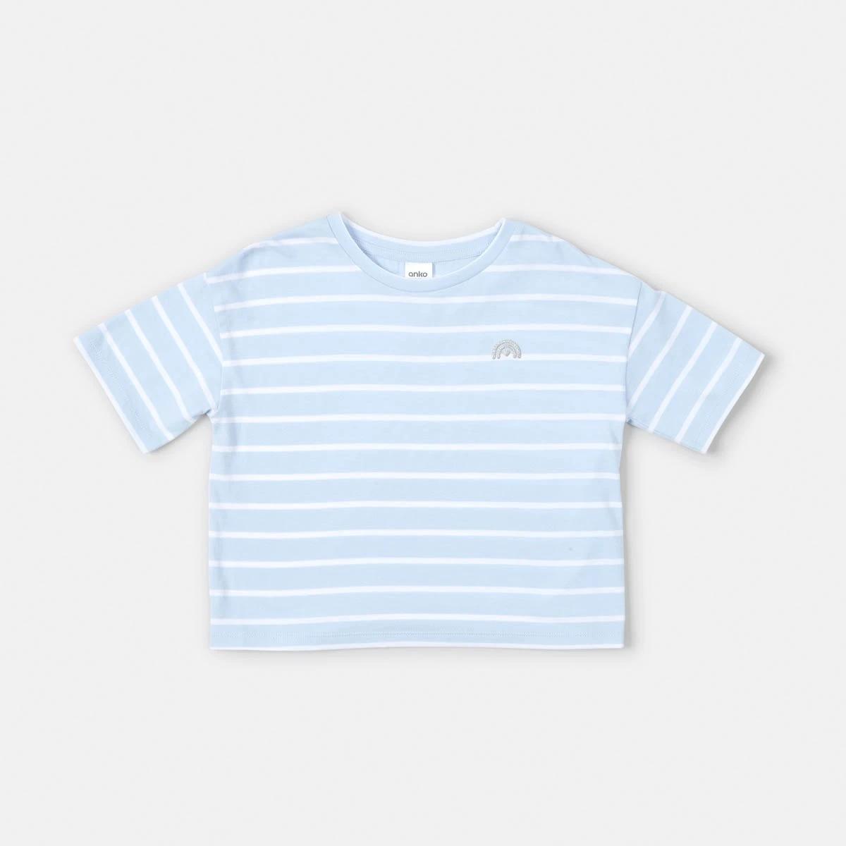 7 Short Sleeve Stripe T-shirt Blu Stripe, 7 of 8