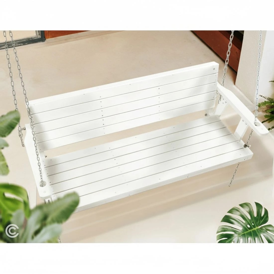 7 Gardeon Porch Swing Chair With Chain Outdoor Furniture Wooden Bench 3 Seat - White, 7 of 7