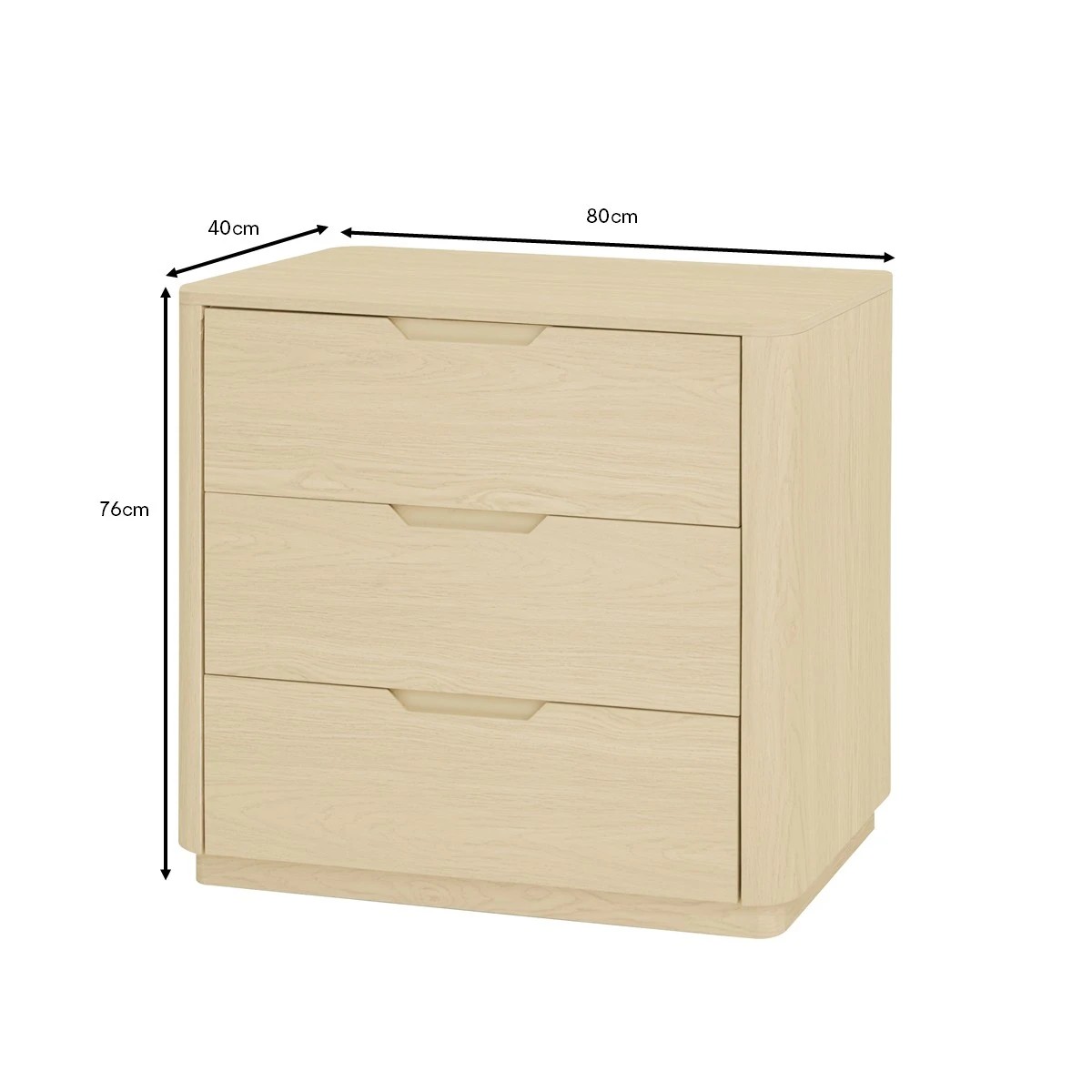 8 Miles 3 Drawer Chest - Light Oak, 8 of 8