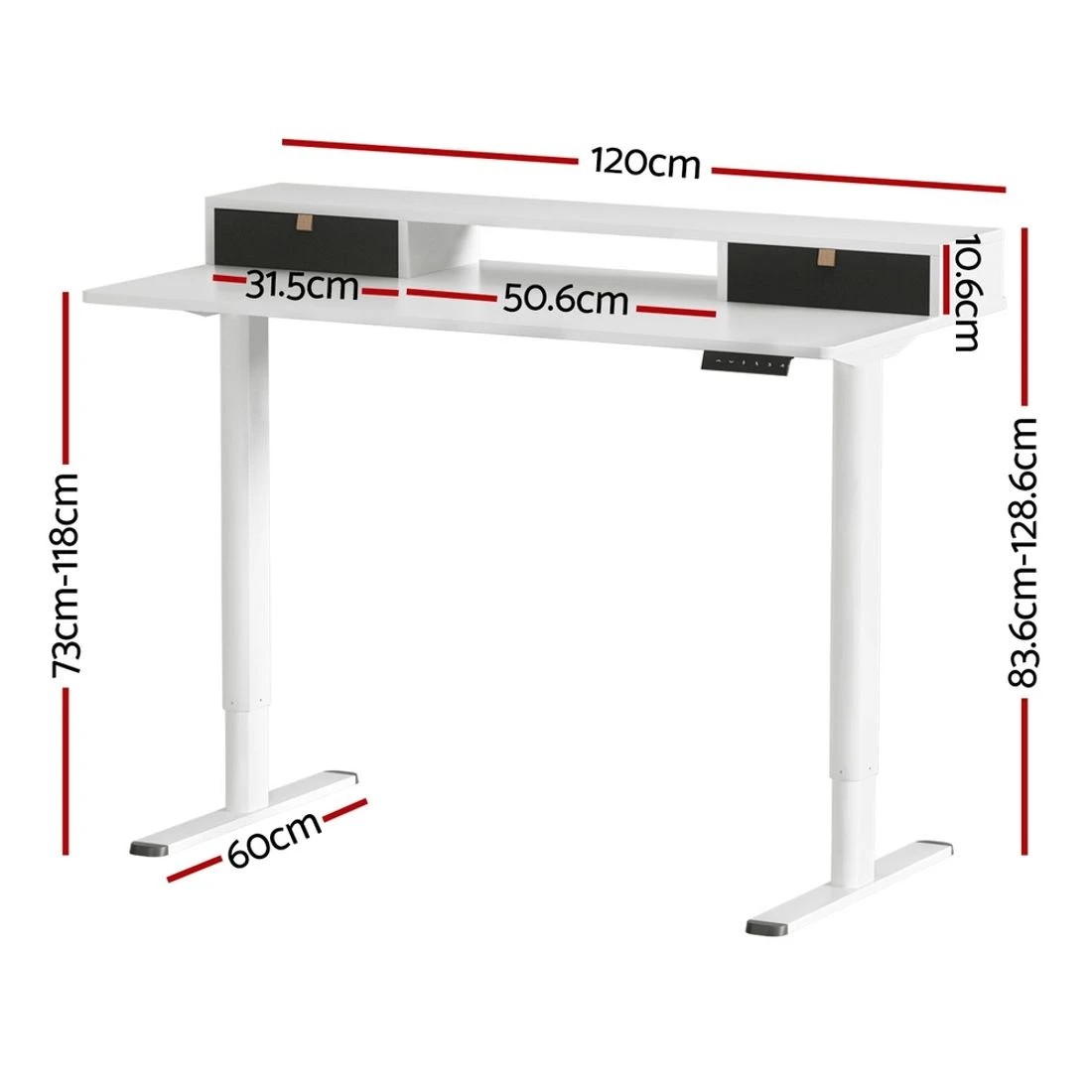 1 Artiss Electric Standing Desk Sit Stand Desks 120CM - White, 1 of 7