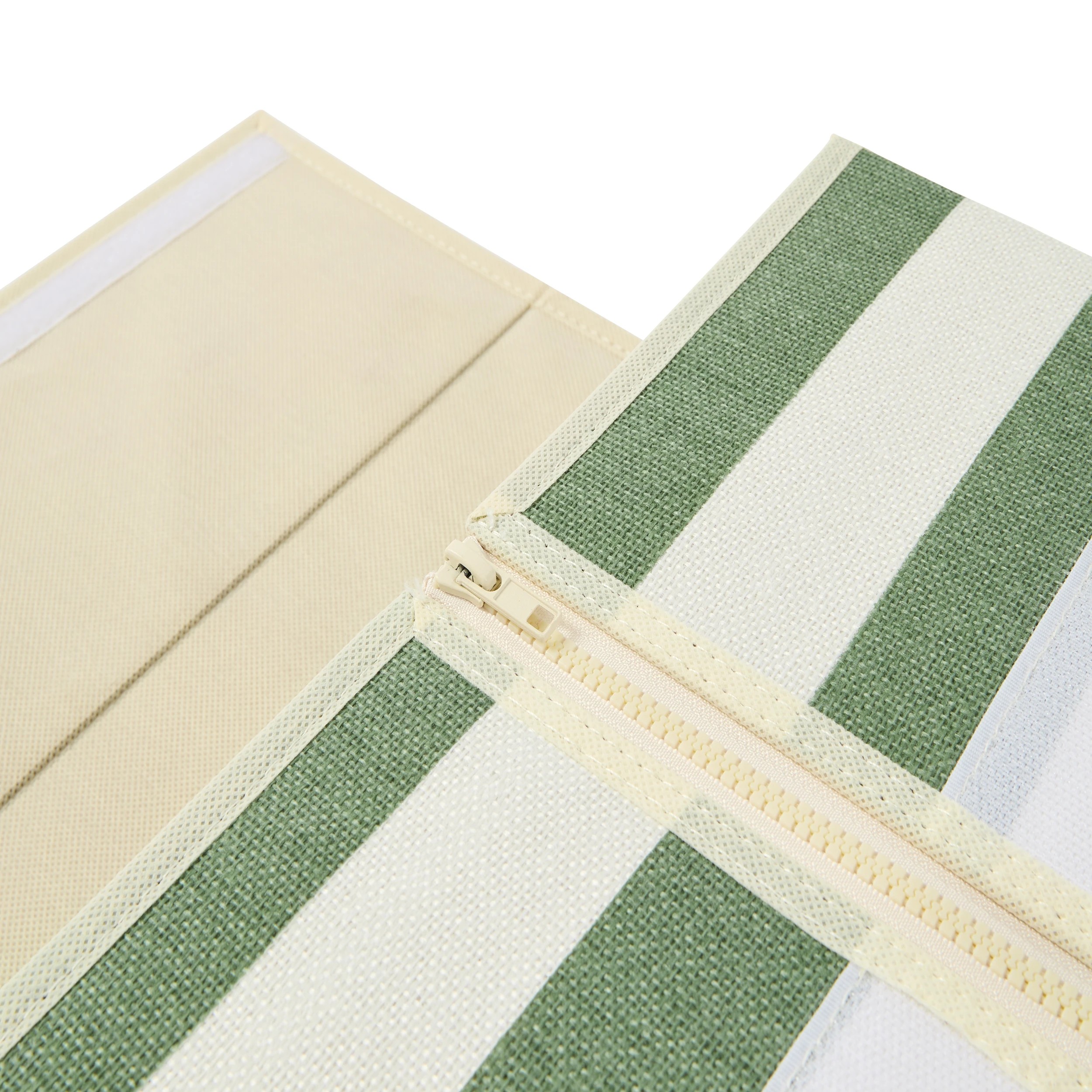 10 Linen Look Bed Linen Box - Green Stripe, 10 of 10