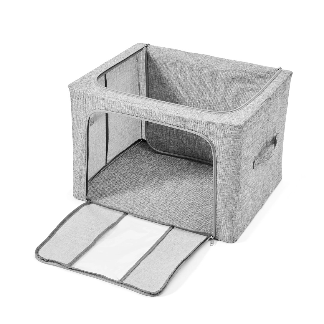 8 Linen Look Collapsible Box with Window - Large, Charcoal, 8 of 10