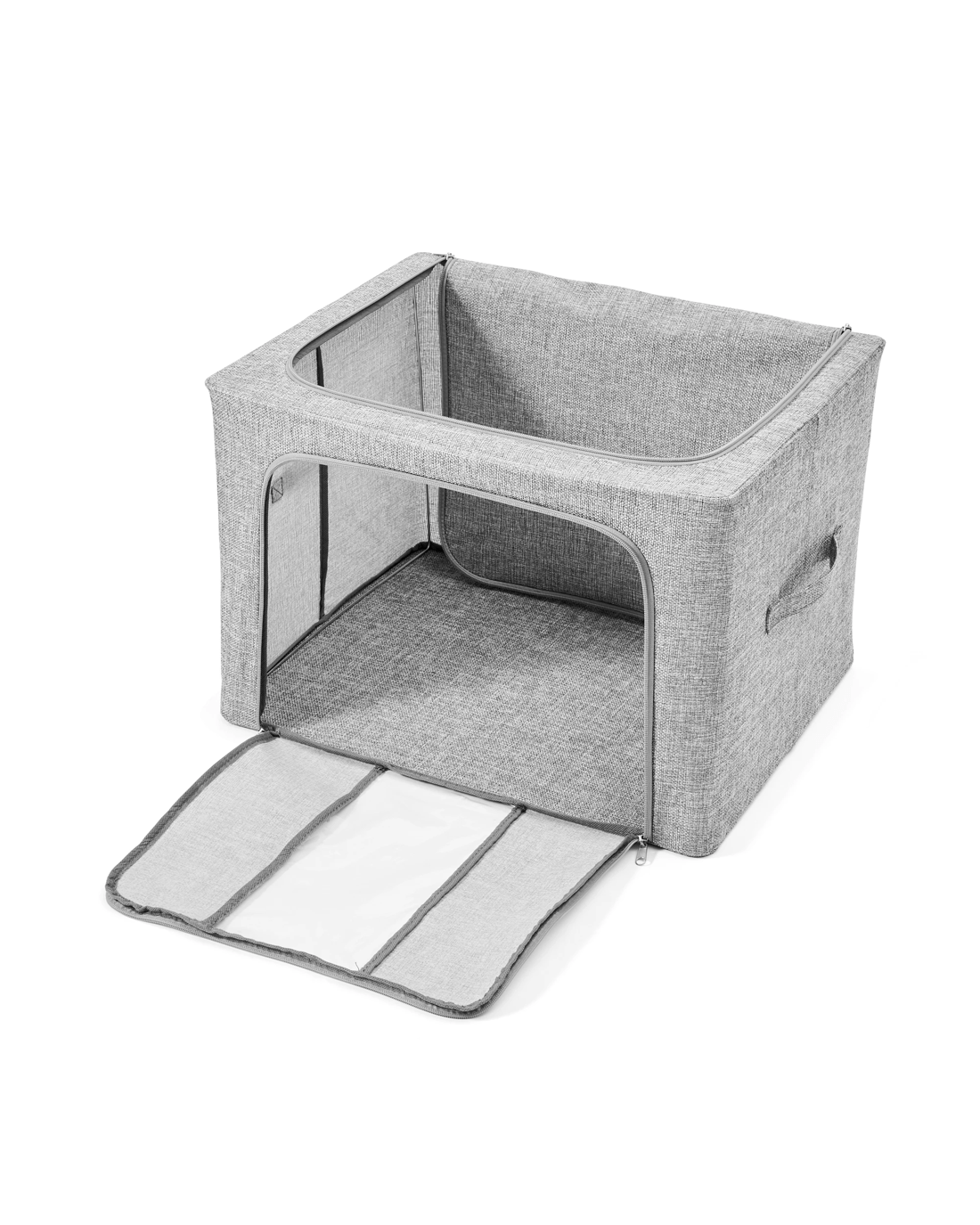 8 Linen Look Collapsible Box with Window - Large, Charcoal, 8 of 10