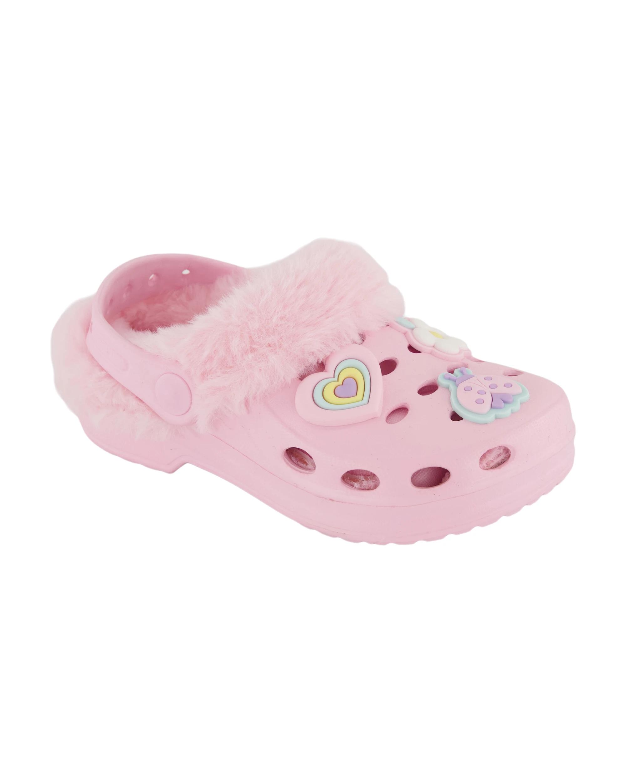 1 Junior Faux Fur Lined Clogs Pk Garden, 1 of 3