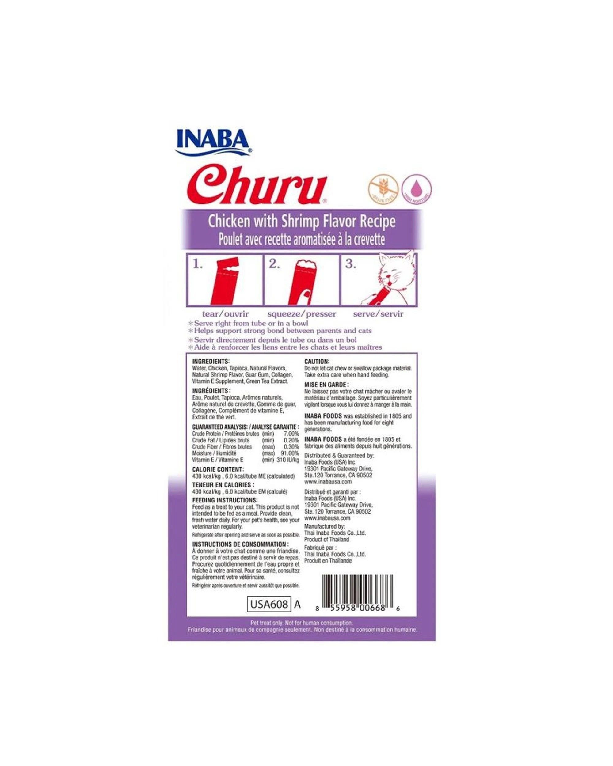 2 Inaba Churu Creamy Cat Treat Chicken w/ Shrimp Flavour 6 x 56g, 2 of 2