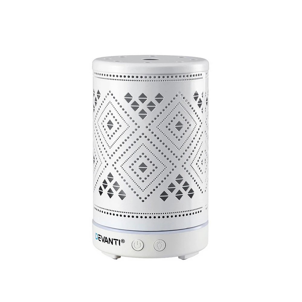 1 Devanti Ultrasonic Aroma Diffuser Aromatherapy 100ml LED Lights Iron Humidifier - Multi, 1 of 8