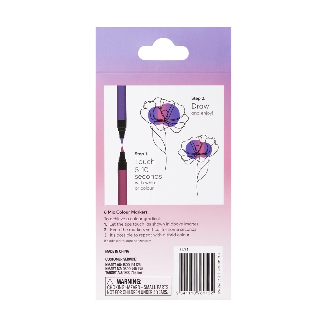 4 6 Pack Mix Colour Markers - Lilac, 4 of 4