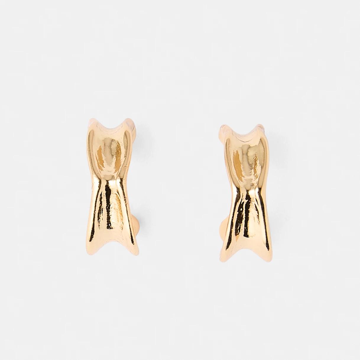 1 18K Gold Plated Organic Hoop Earrings Gold, 1 of 5