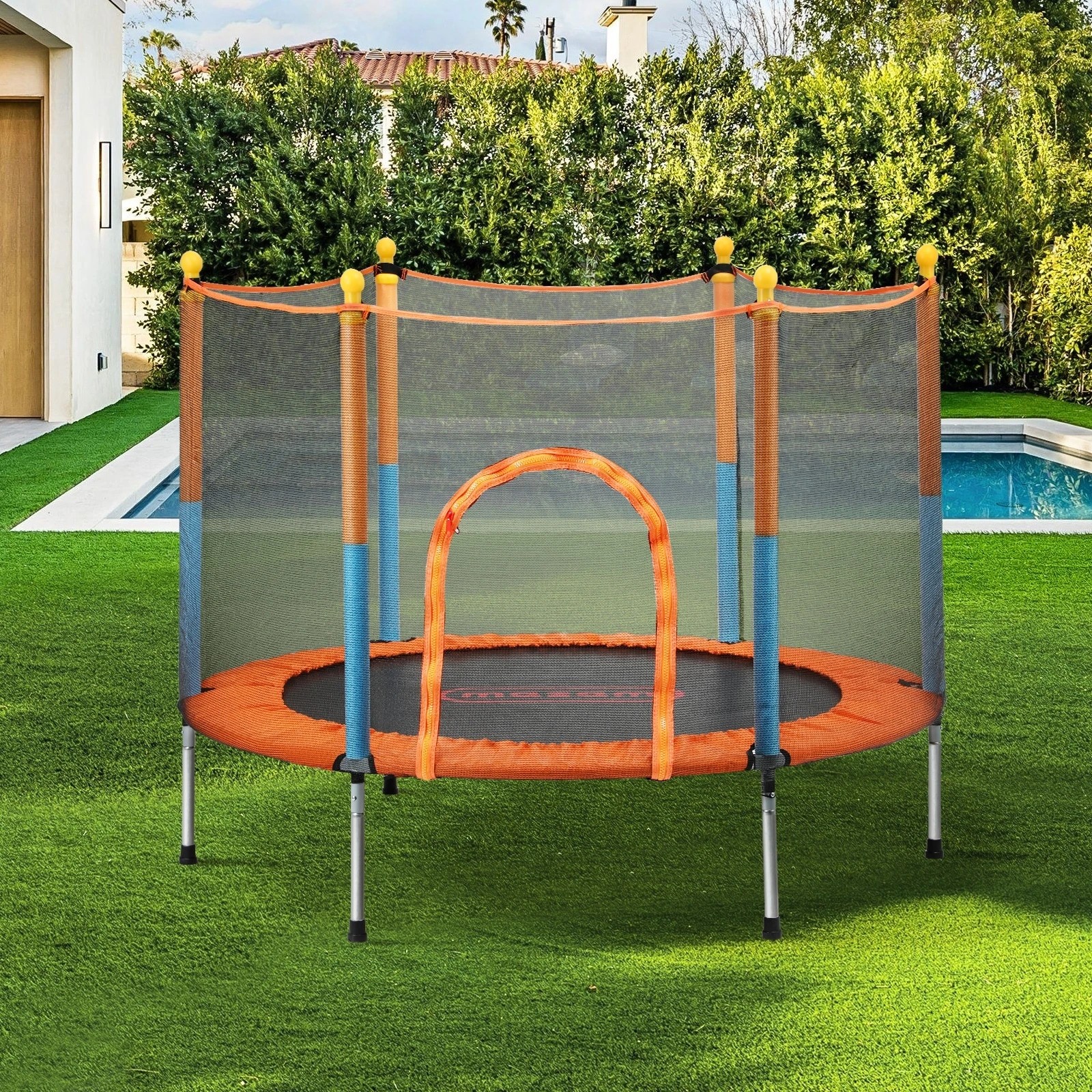 10 Mazam 60 Inch Trampoline Kids Jumping Trampolines Enclosure Safety Net Pad
 - Multi, 10 of 10