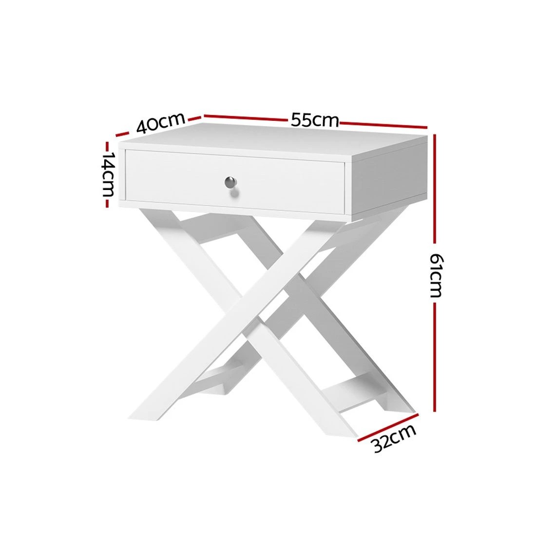 2 Artiss Bedside Table with Drawer - White, 2 of 7
