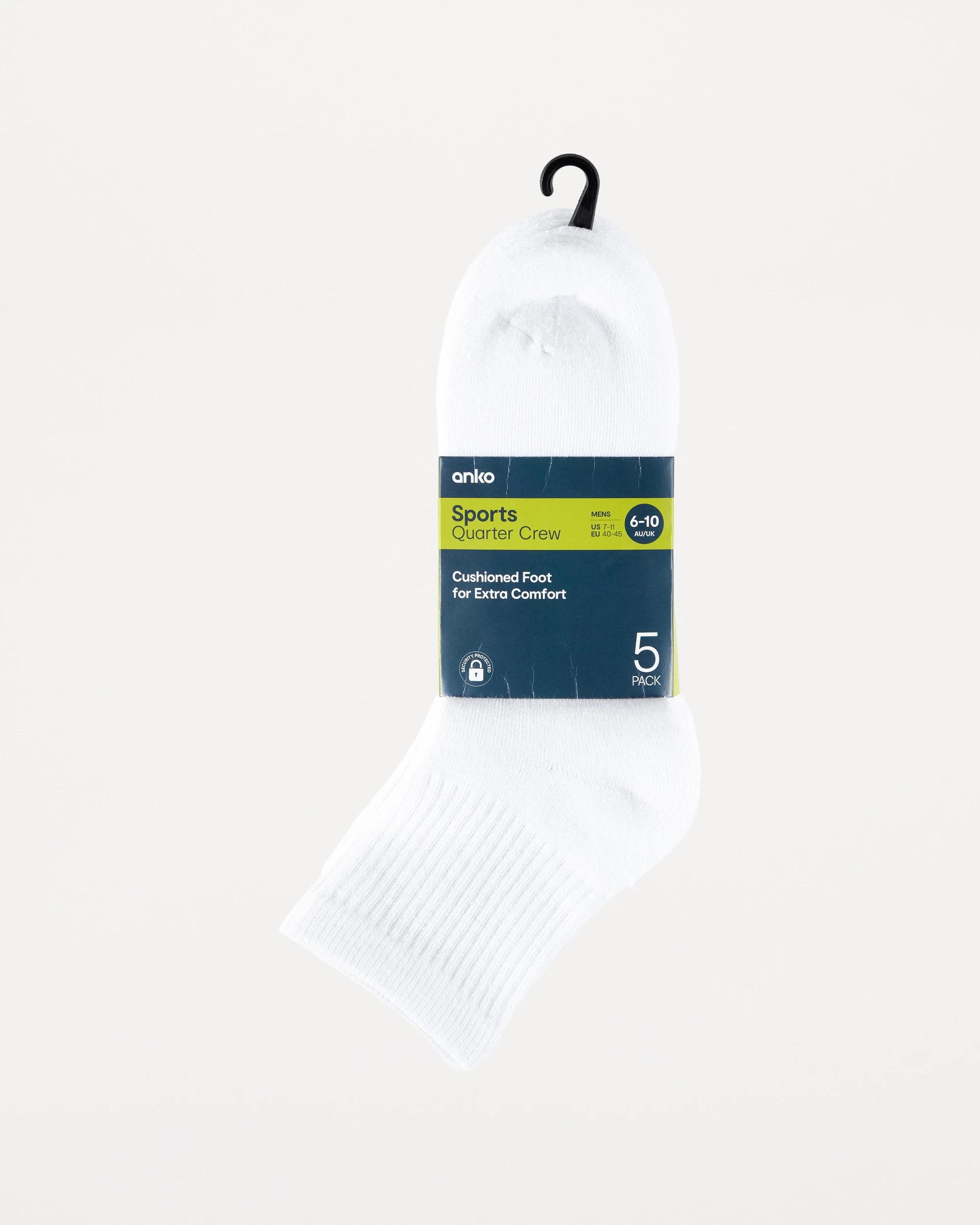 3 5 Pack Quarter Crew Sport Socks WHITE, 3 of 3