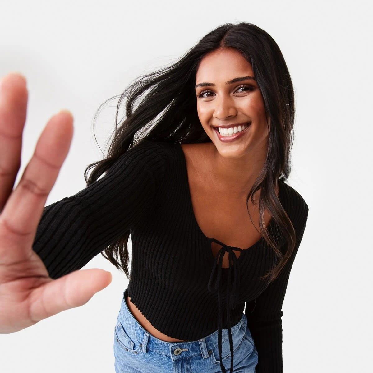 1 Lace Up Crop Jumper Black, 1 of 8