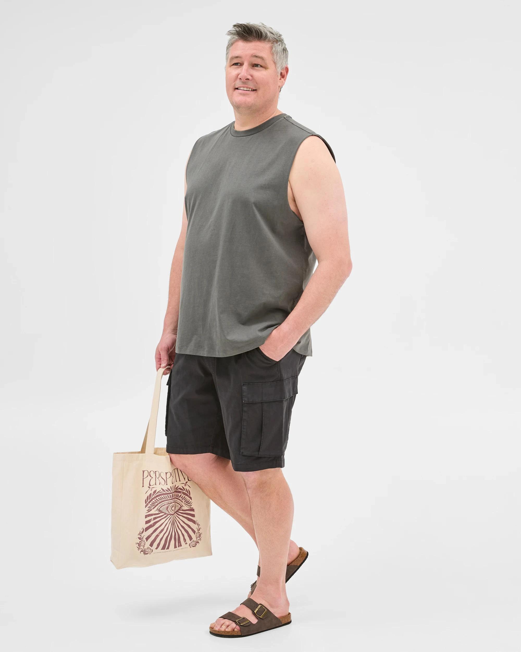 1 Target Man Plus Plus Size Australian Cotton Plain Tank Top BLACK, 1 of 6